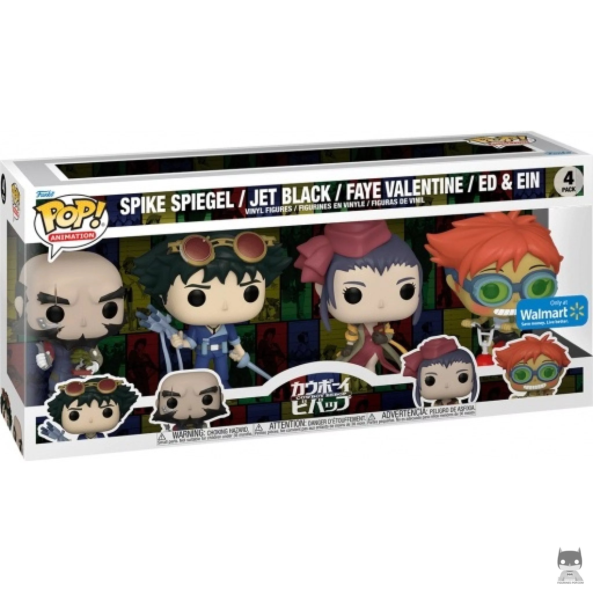Spike Spiegel, Jet Black, Faye Valentine & Ed & Ein on Scooter Funko Pop! figure in its box