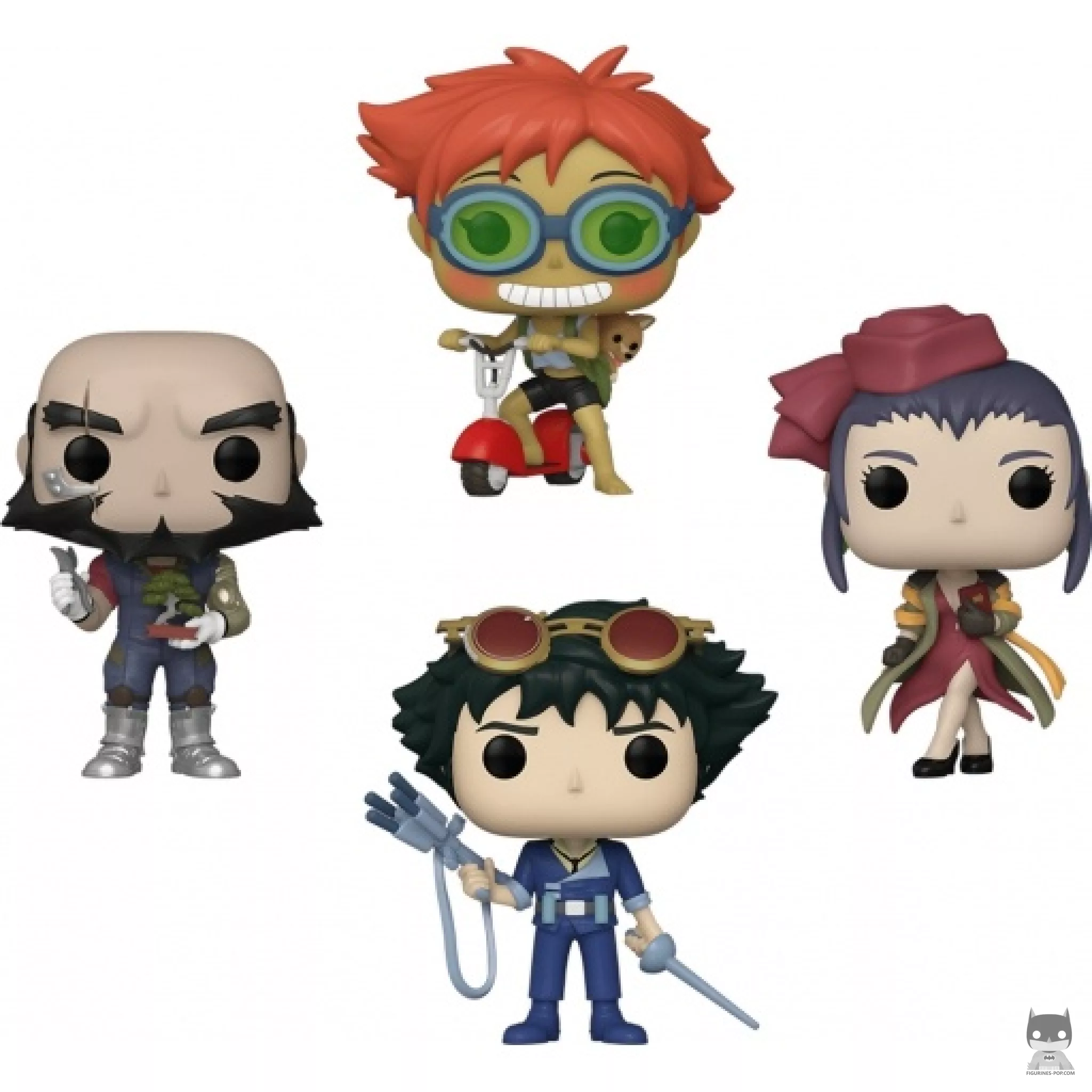 Spike Spiegel, Jet Black, Faye Valentine & Ed & Ein on Scooter Funko Pop! figure (Cowboy Bebop)