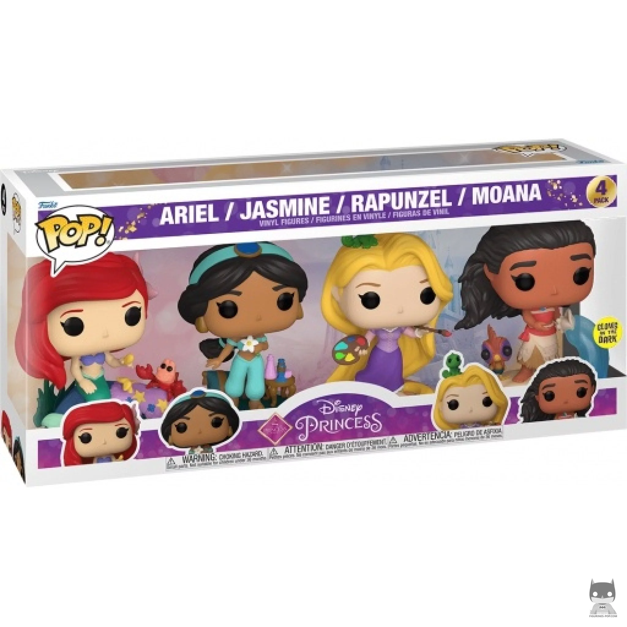 Ariel, Jasmine, Rapunzel & Moana (Glow in the Dark) Funko Pop! figure in its box