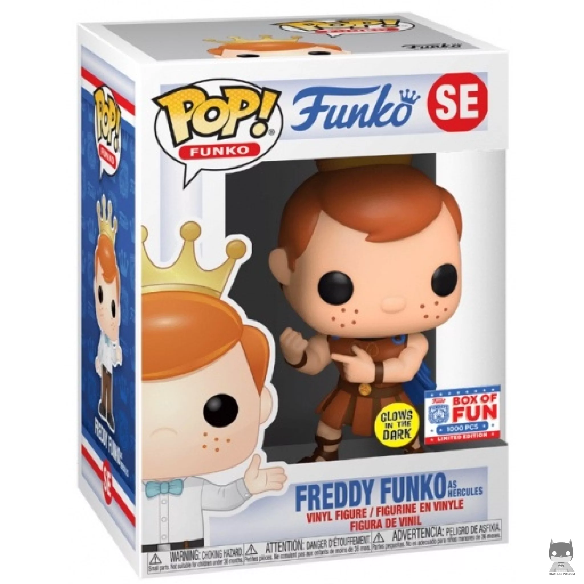 Freddy Funko as Hercules (Glow in the Dark) Funko Pop! figure in its box