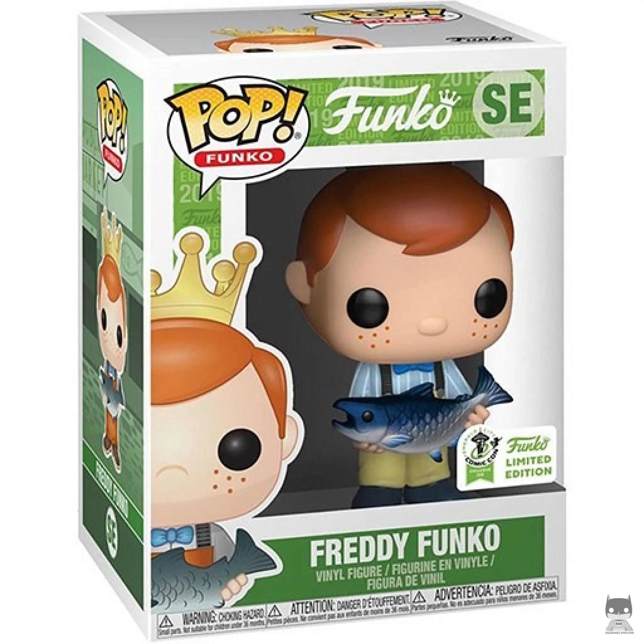 Freddy Funko with Fish (Yellow Pants) Funko Pop! figure in its box