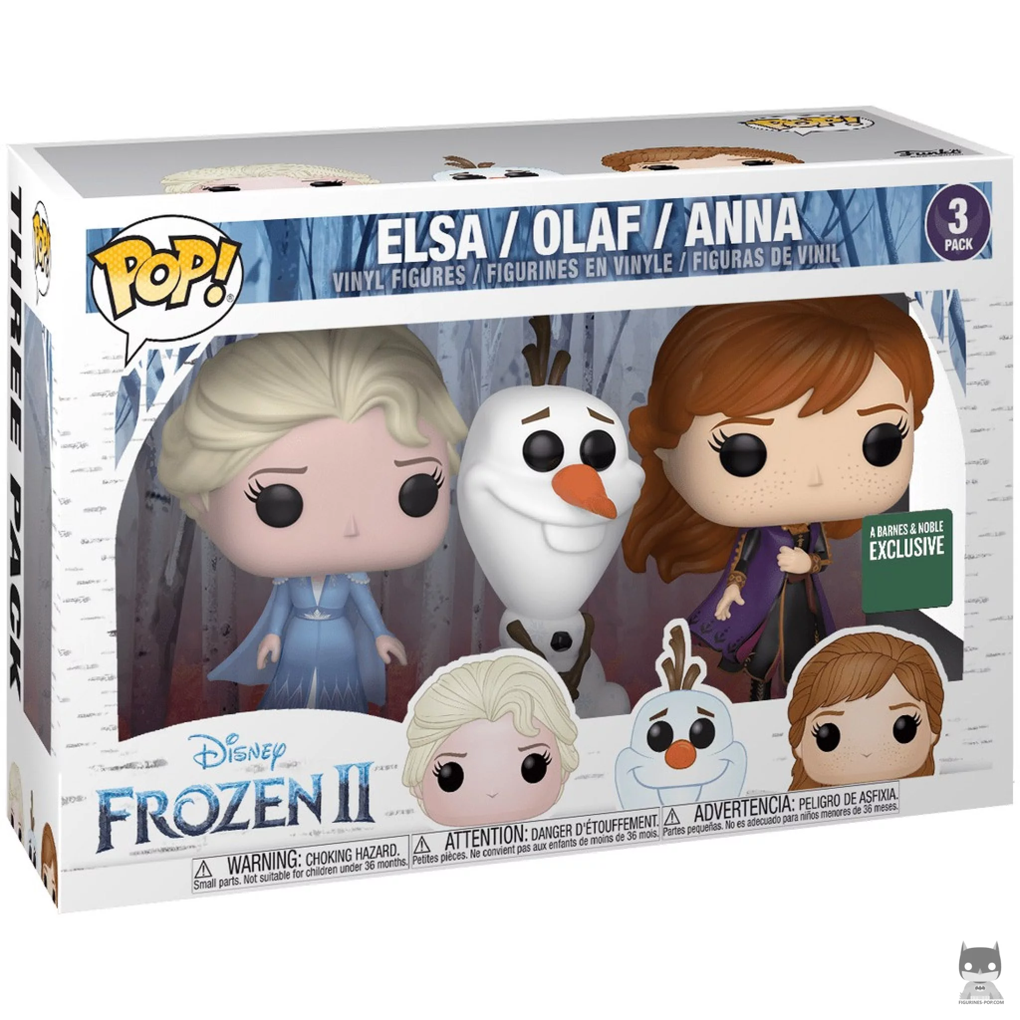 Elsa, Olaf & Anna Funko Pop! figure in its box