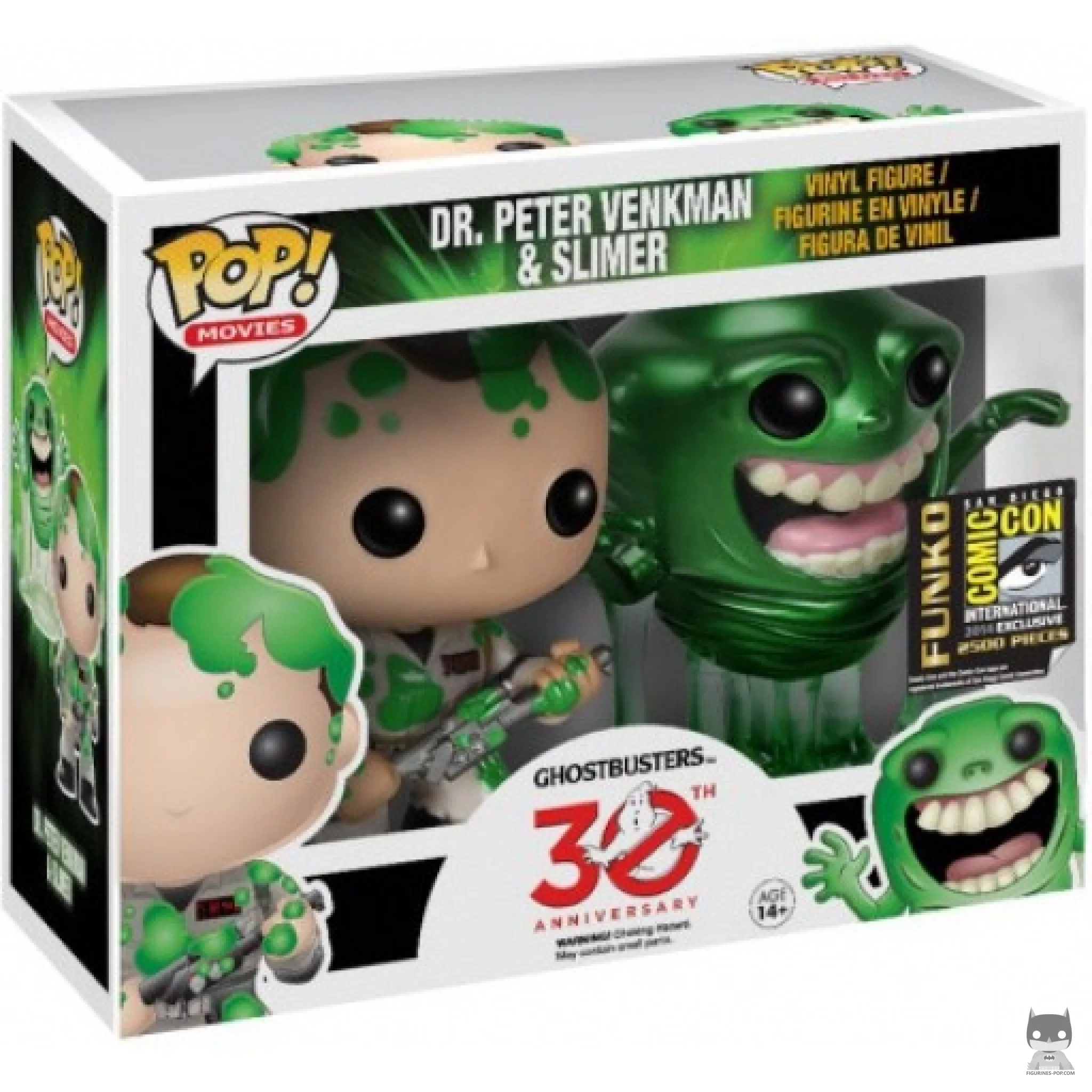 Slimed Venkman & Slimer (Metallic) Funko Pop! figure in its box