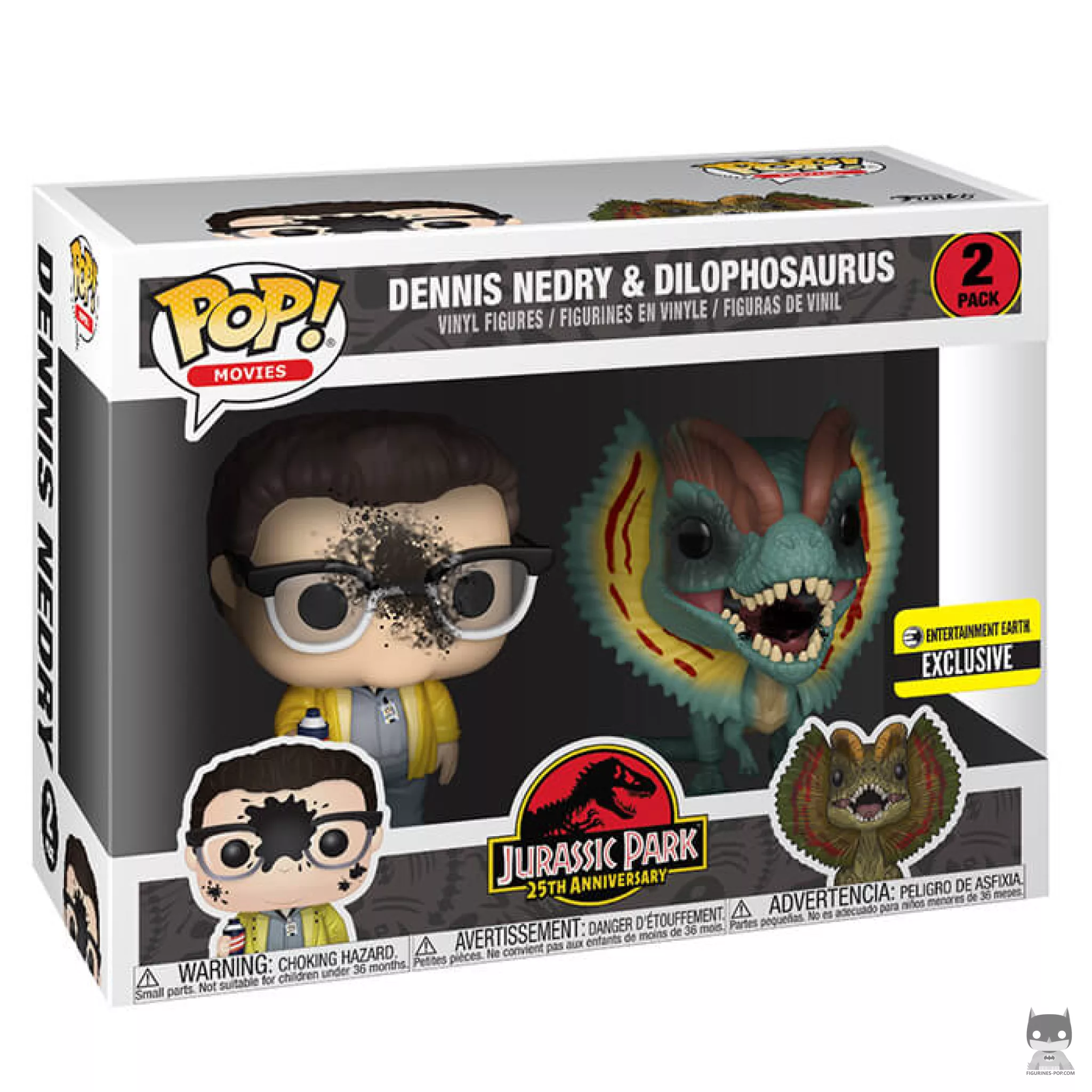 Dennis Nedry & Dilophosaurus Funko Pop! figure in its box