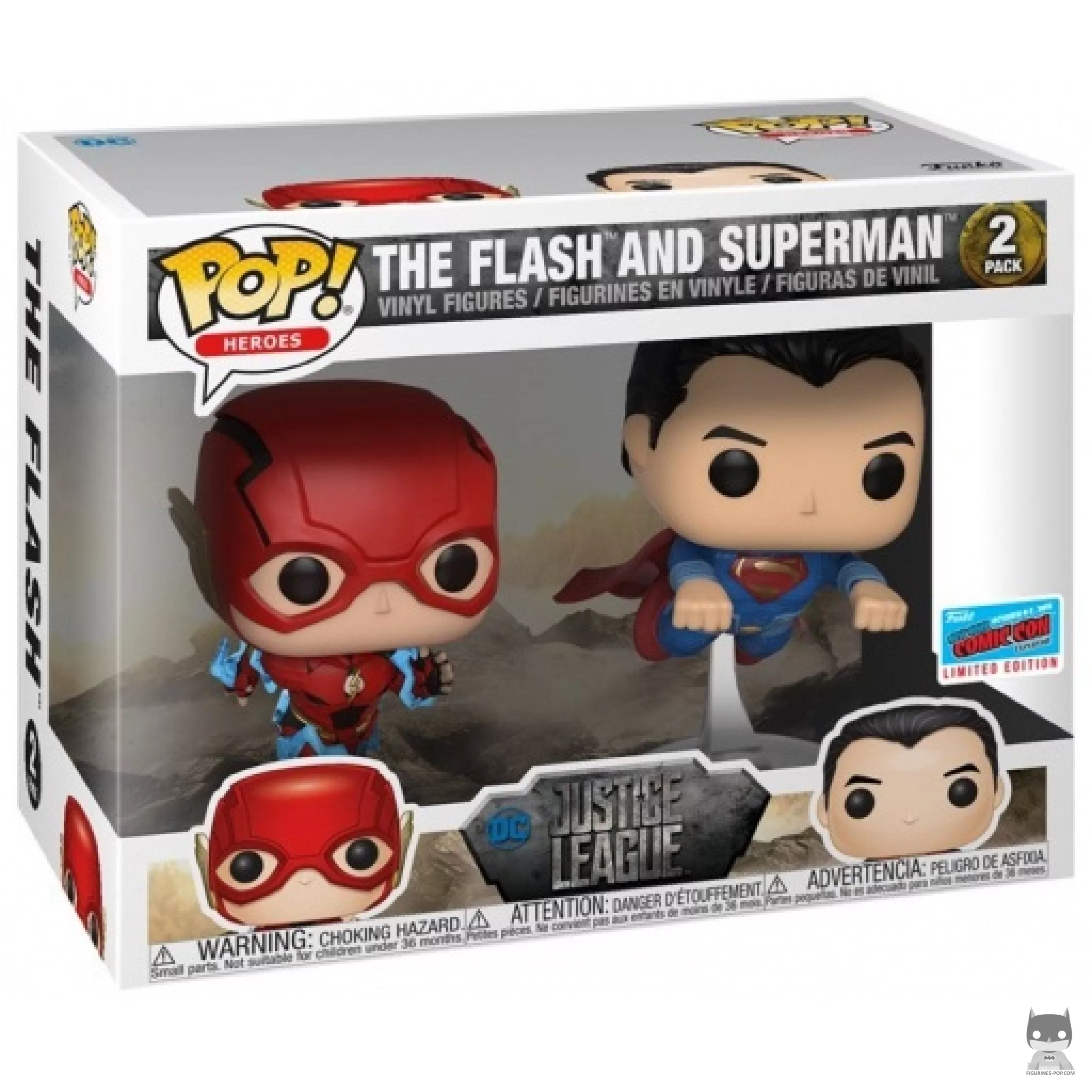 The Flash & Superman Racing Funko Pop! figure in its box