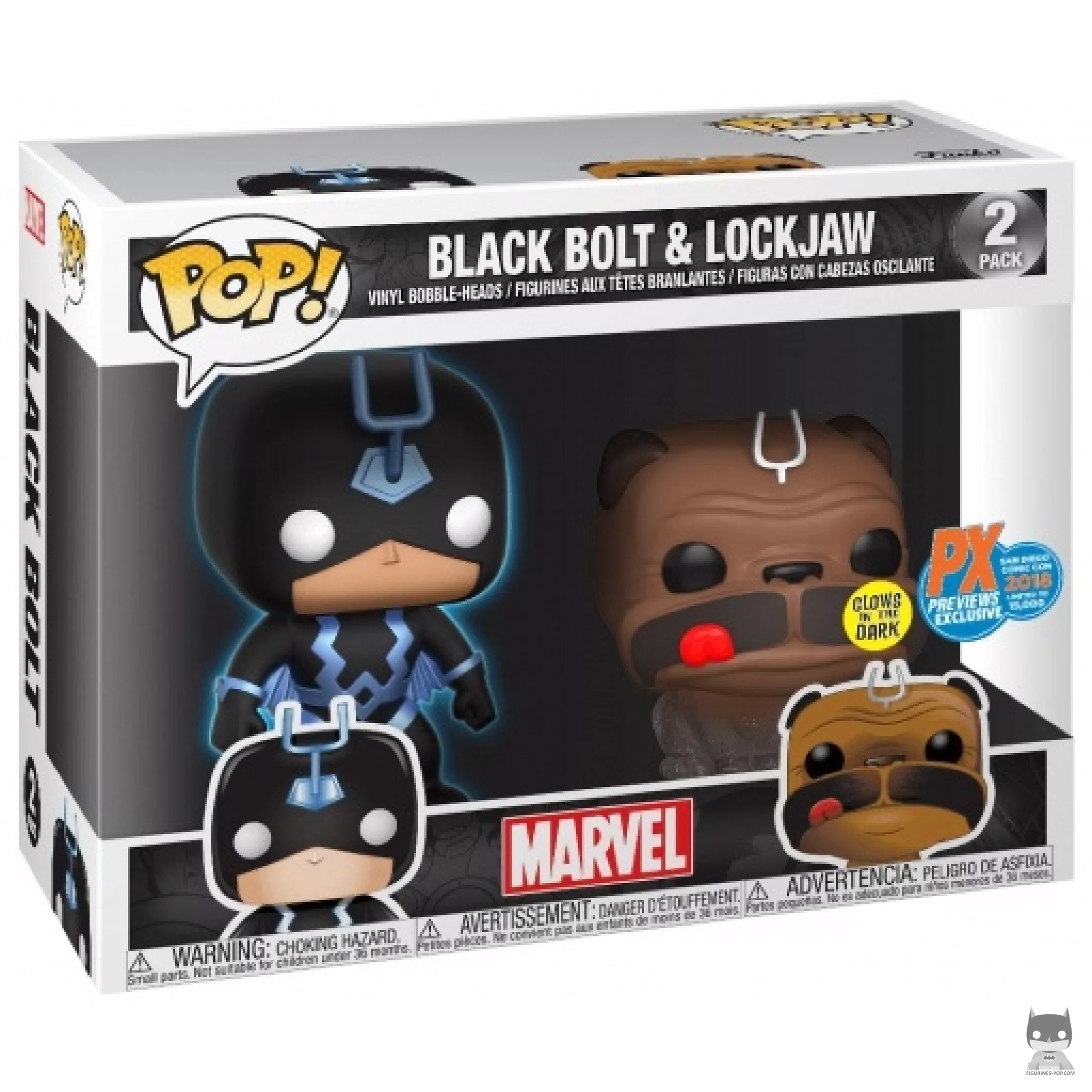 Black Bolt & Lockjaw Funko Pop! figure in its box