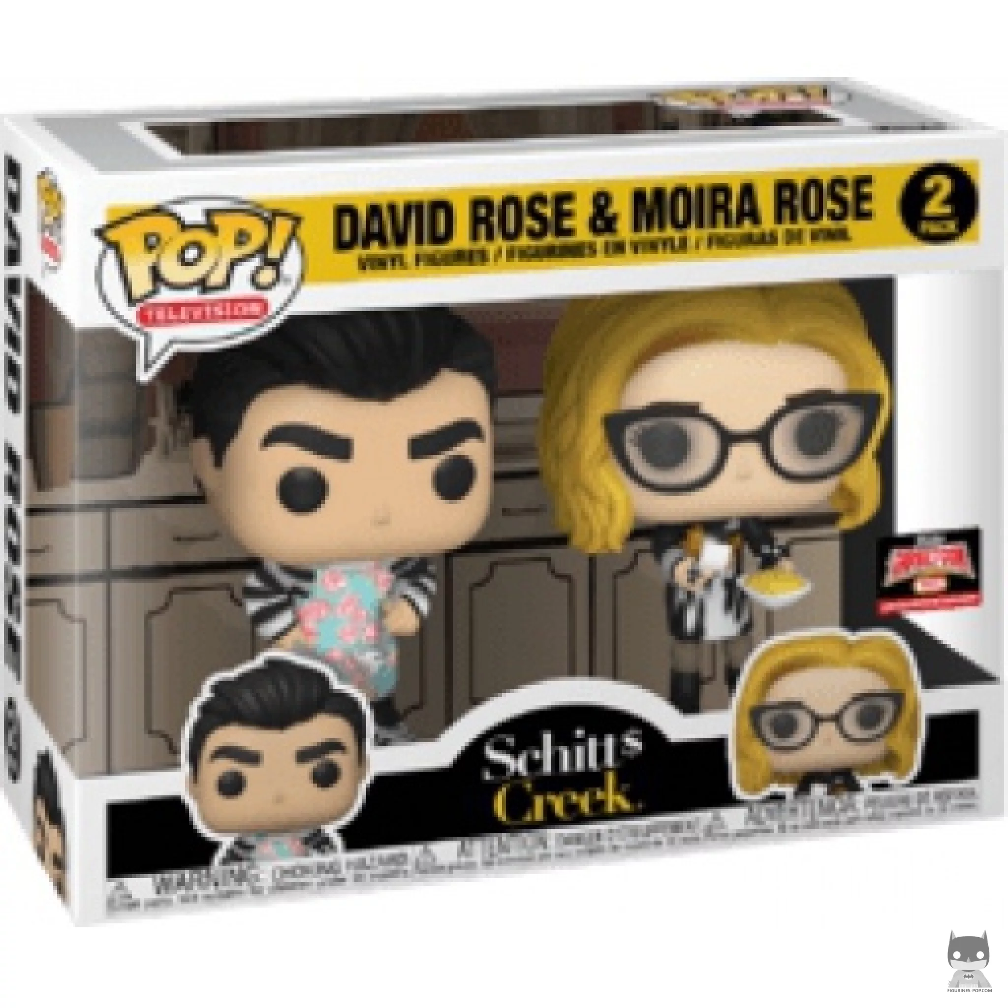 David Rose & Moira Rose Funko Pop! figure in its box