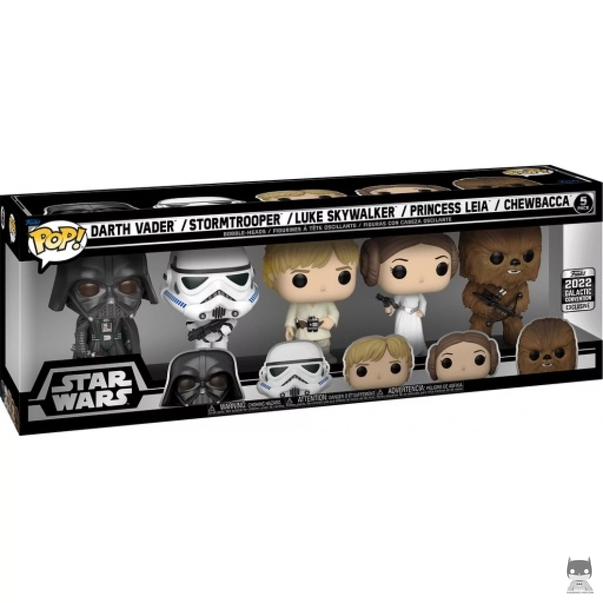 Darth Vader, Stormtrooper, Luke Skywalker, Princess Leia & Chewbacca Funko Pop! figure in its box