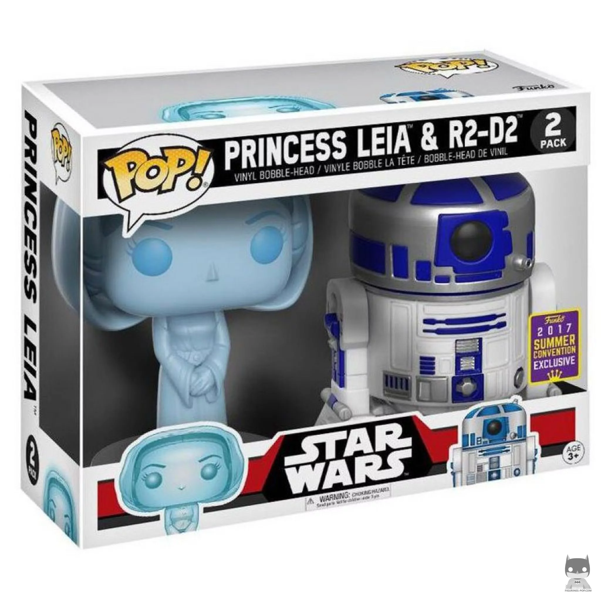 Holographic Princess Leia & R2-D2 Funko Pop! figure in its box