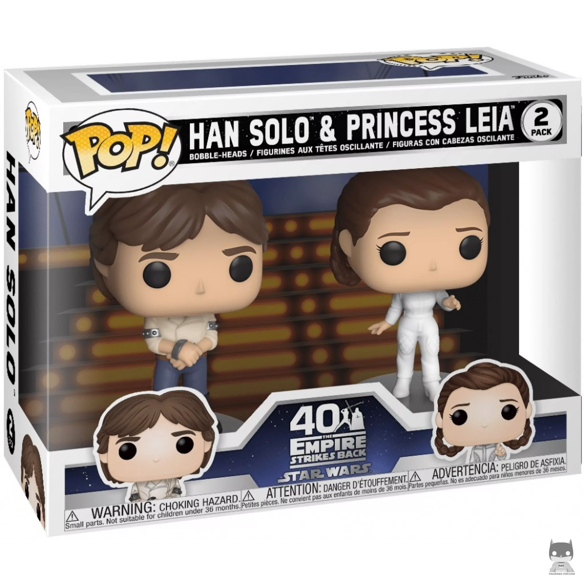 Han Solo & Princess Leia Funko Pop! figure in its box