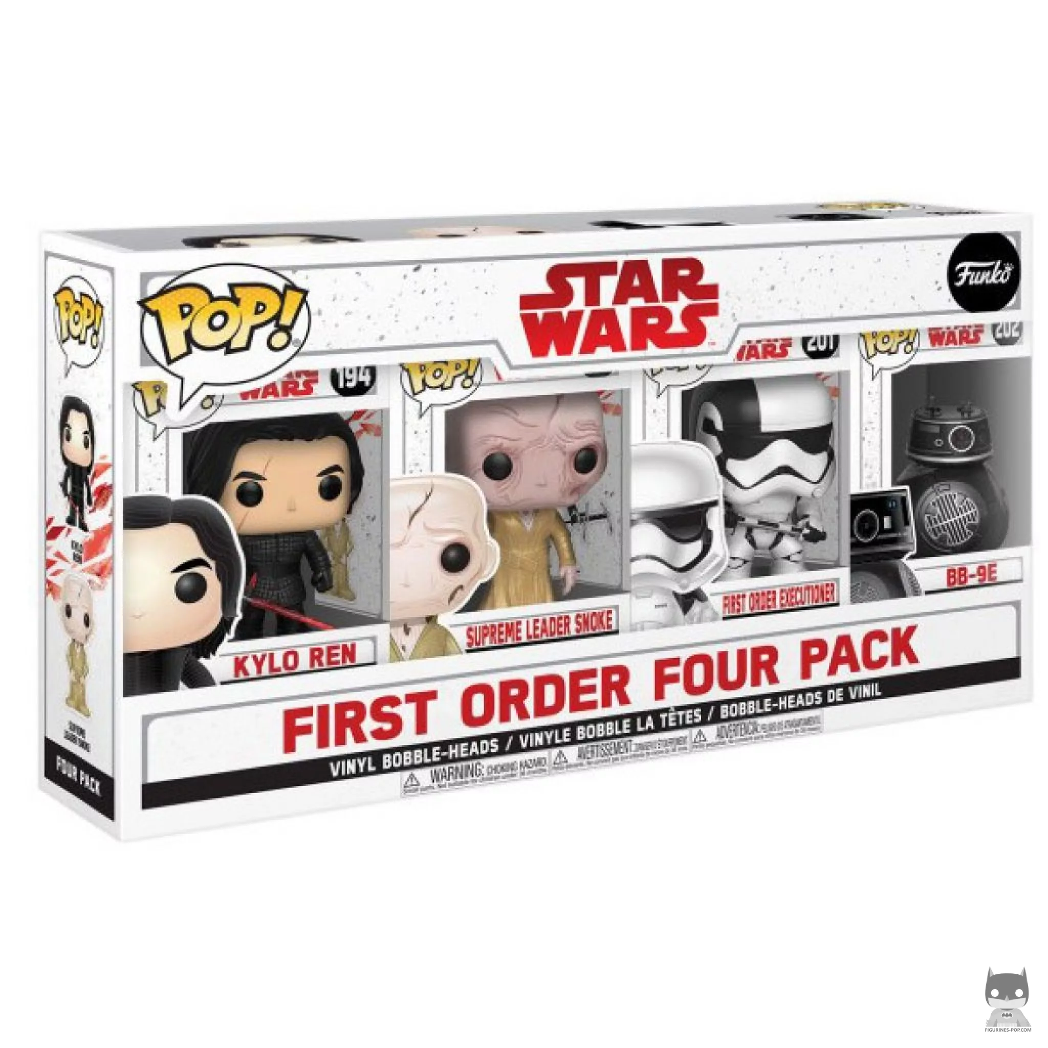 Bad Guys (Kylo Ren, Supreme Leader Snoke, First Order Executioner & BB-9E) Funko Pop! figure in its box