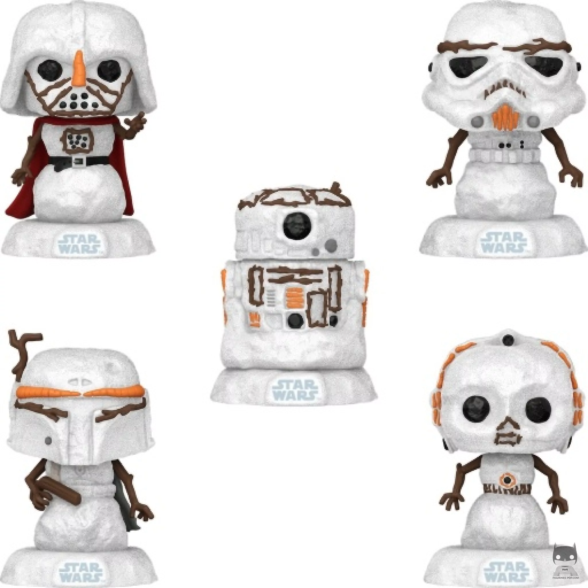 Darth Vader, Stormtrooper, Boba Fett, C-3PO & R2-D2 Snowmen Funko Pop! figure (Star Wars (Holiday))