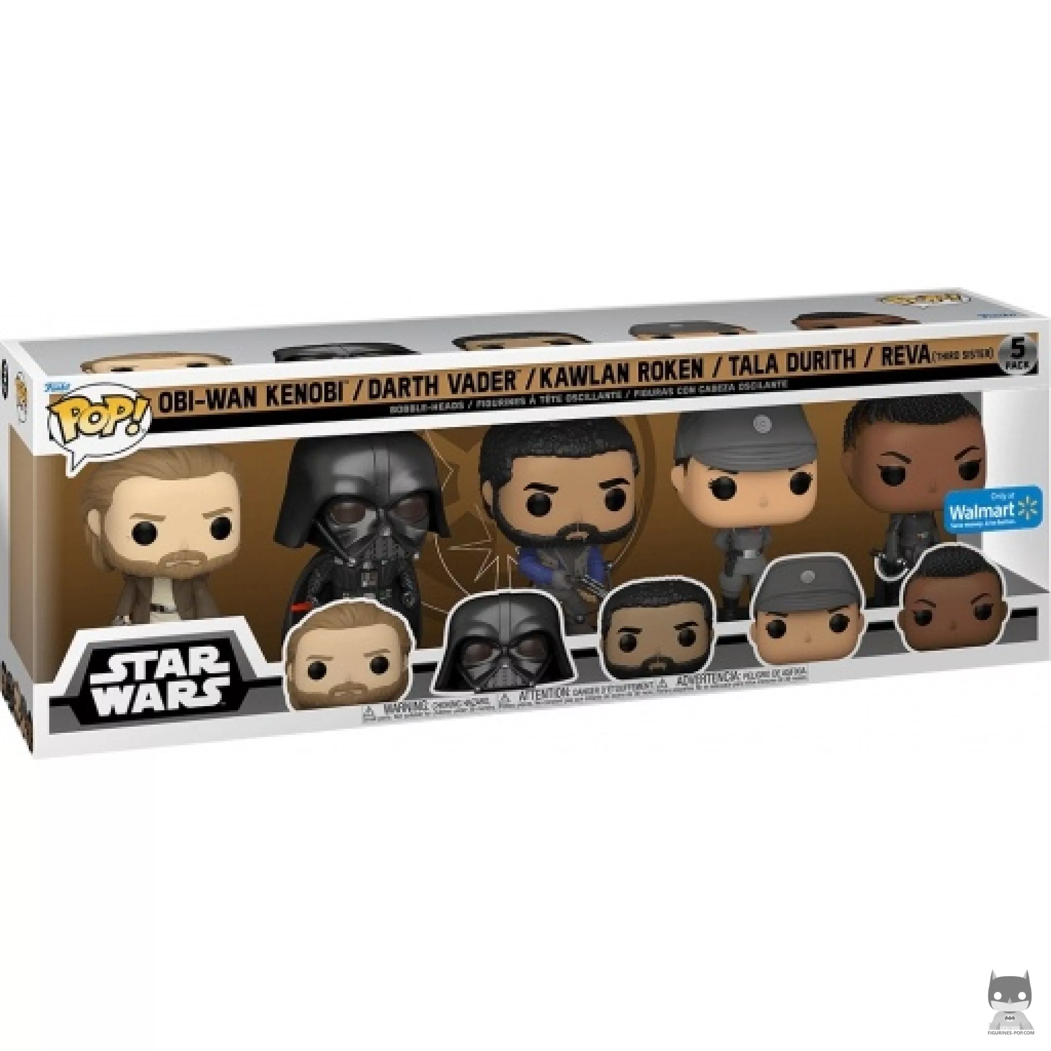 Obi-Wan Kenobi, Darth Vader, Kawlan Rowken, Tala Durith & Reva (Third Sister) Funko Pop! figure in its box