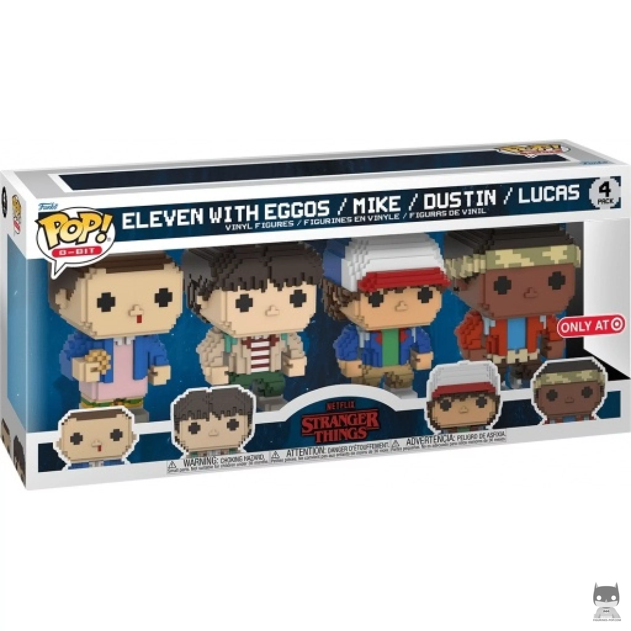 Eleven with Eggos, Mike, Dustin & Lucas Funko Pop! figure in its box