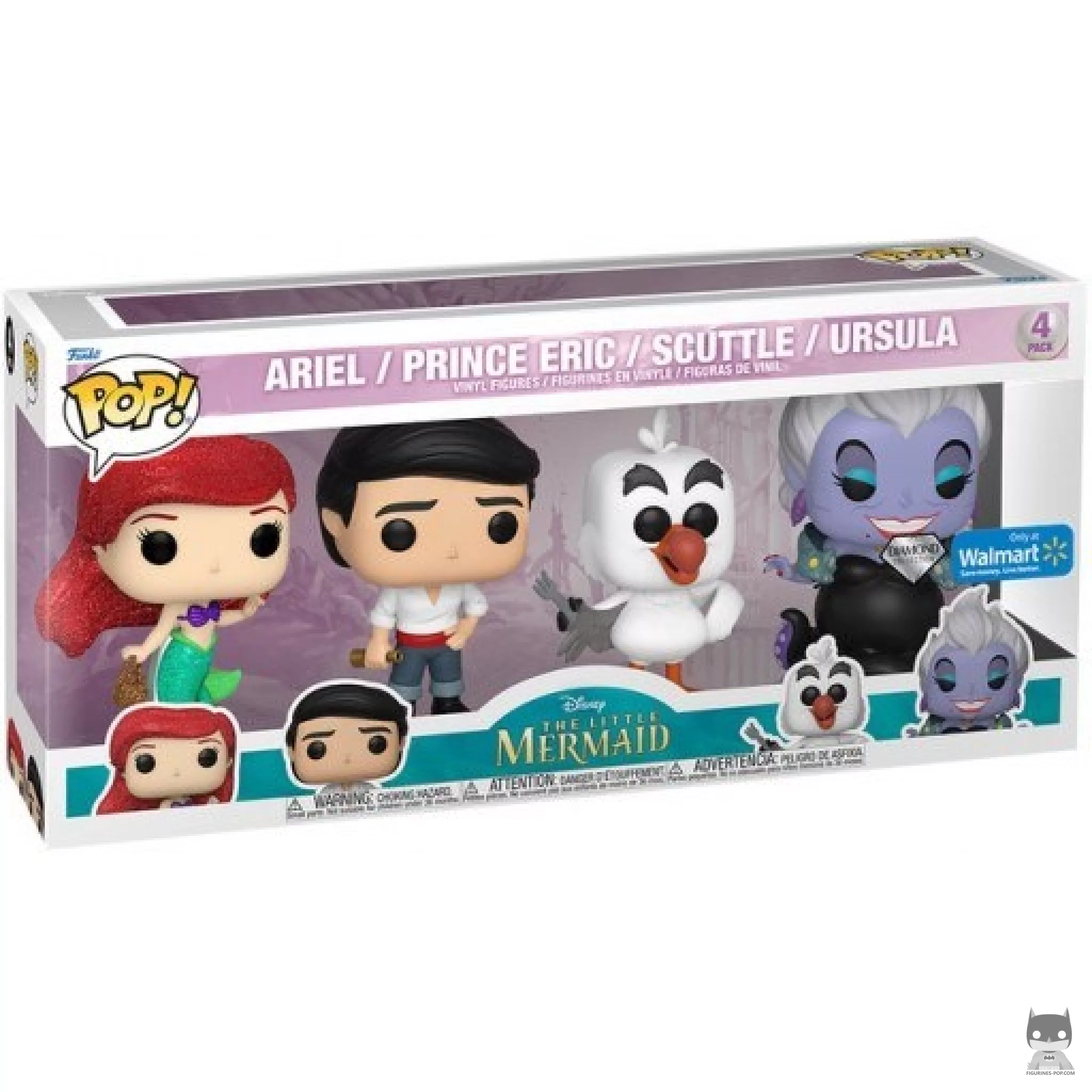 Ariel, Prince Eric, Scuttle & Ursula (Diamond Glitter) Funko Pop! figure in its box