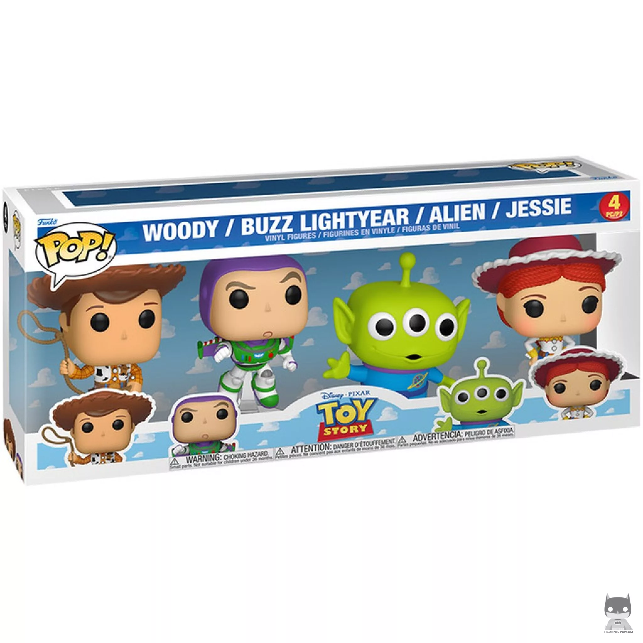 Woody, Buzz Lightyear, Alien & Jessie Funko Pop! figure in its box