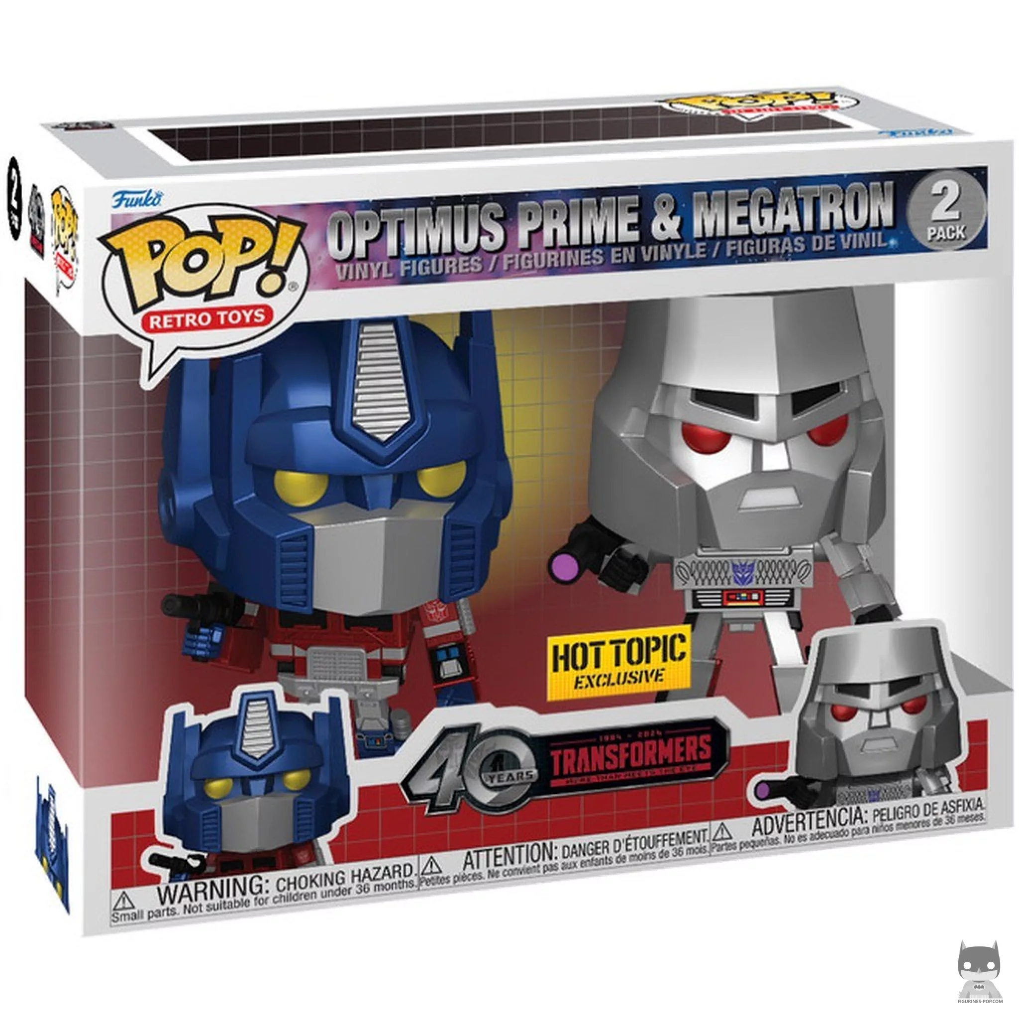 Optimus Prime & Megatron (Metallic) Funko Pop! figure in its box