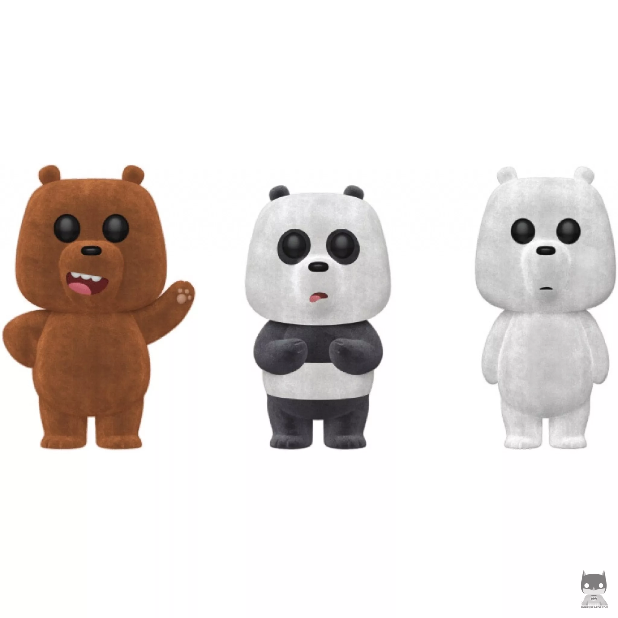 Grizz, Panda, & Ice Bear (Flocked) Funko Pop! figure (We Bare Bears)