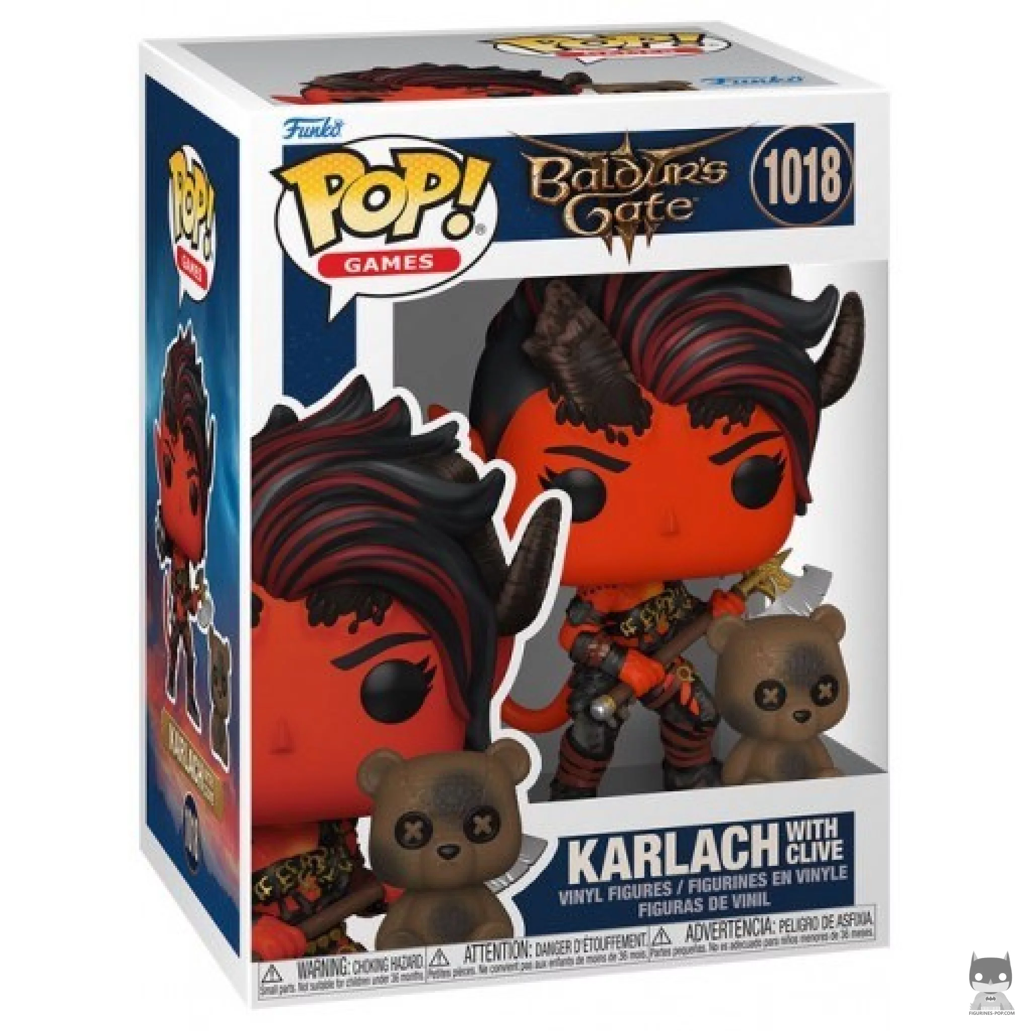 Karlach with Clive Funko Pop! figure in its box