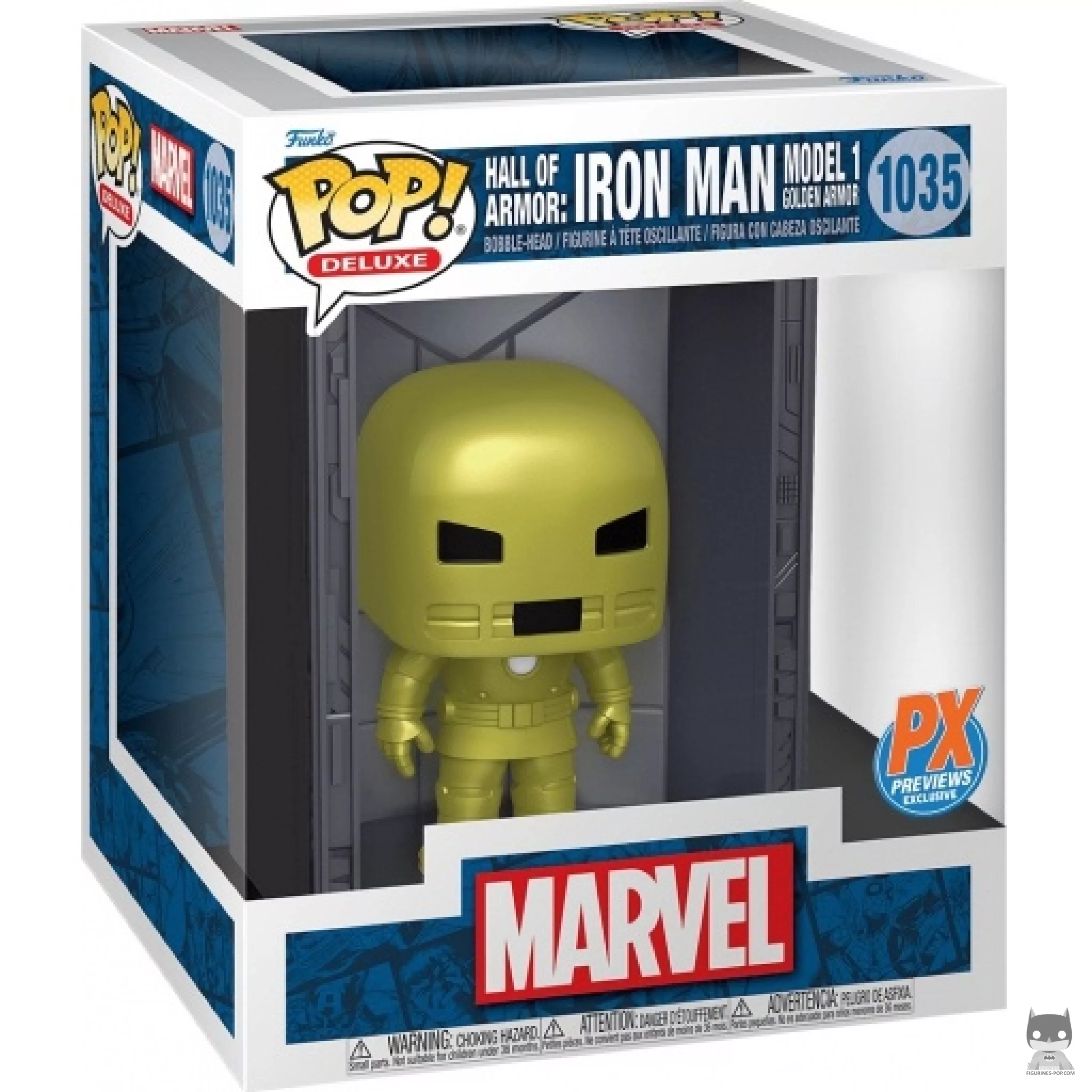 Hall of Armor : Iron Man Model 1 Golden Armor (Metallic) Funko Pop! figure in its box
