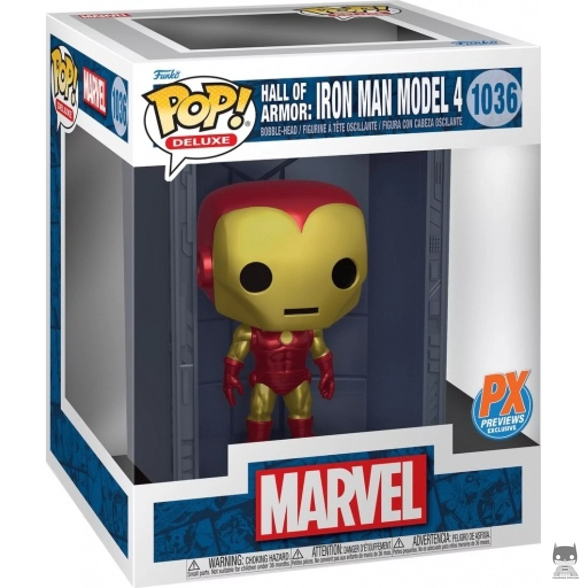 Hall of Armor : Iron Man Model 4 (Metallic) Funko Pop! figure in its box