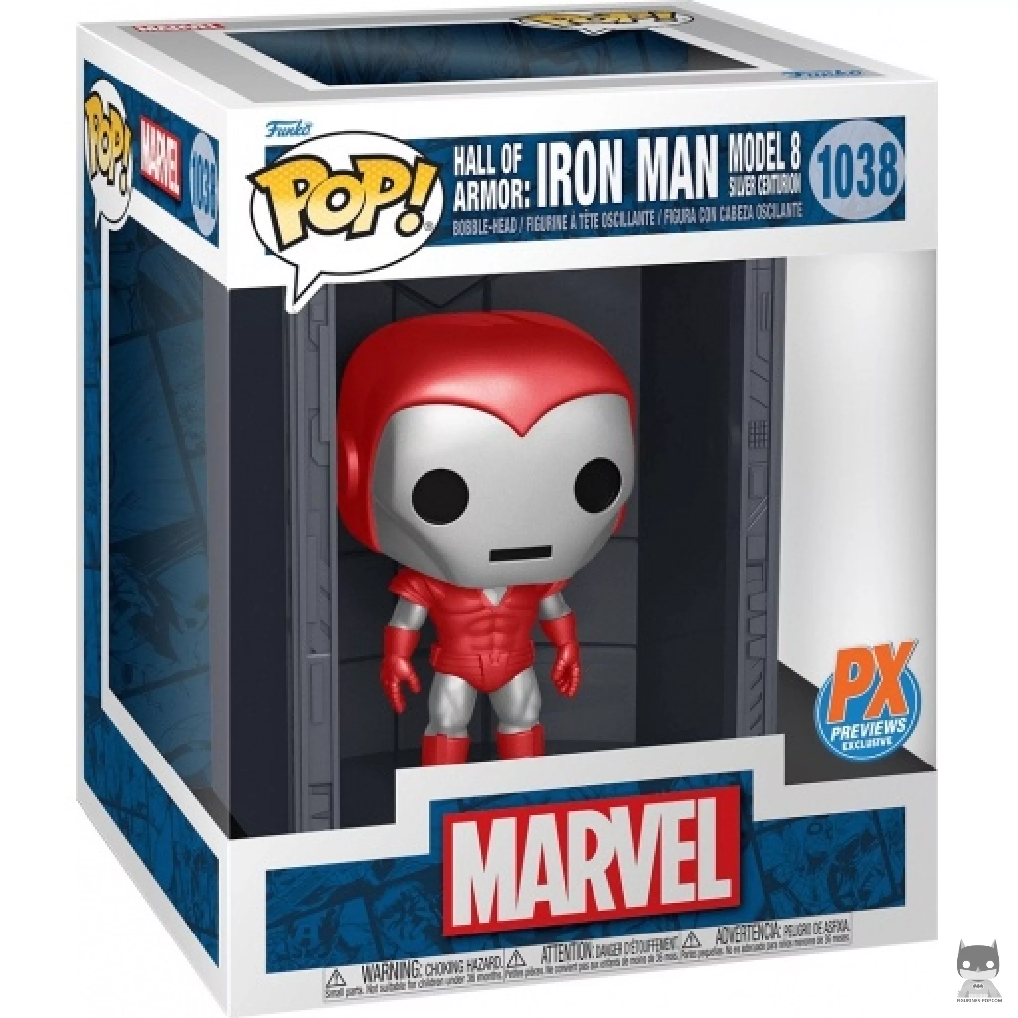 Hall of Armor : Iron Man Model 8 Silver Centurion (Metallic) Funko Pop! figure in its box