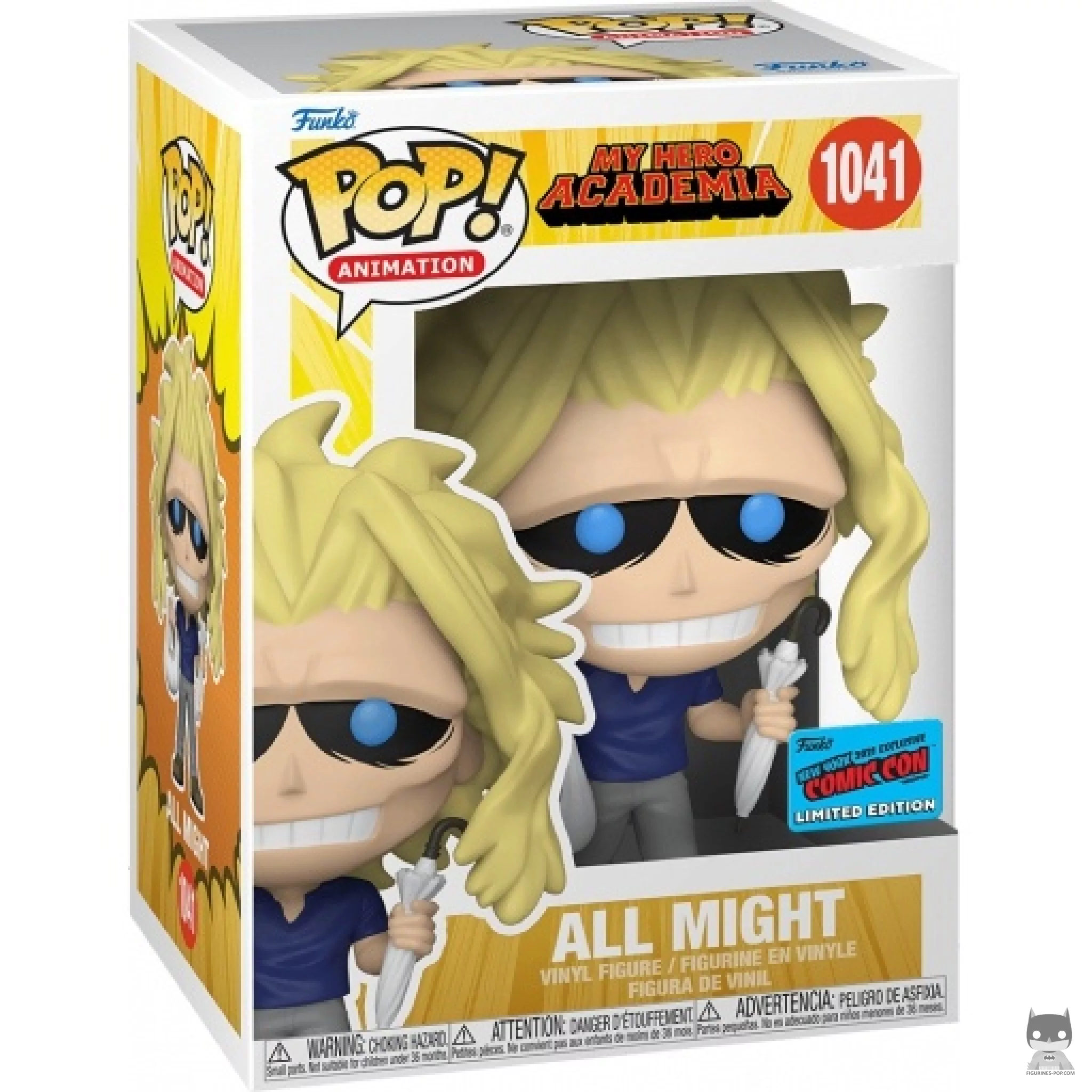 All Might with Umbrella Funko Pop! figure in its box