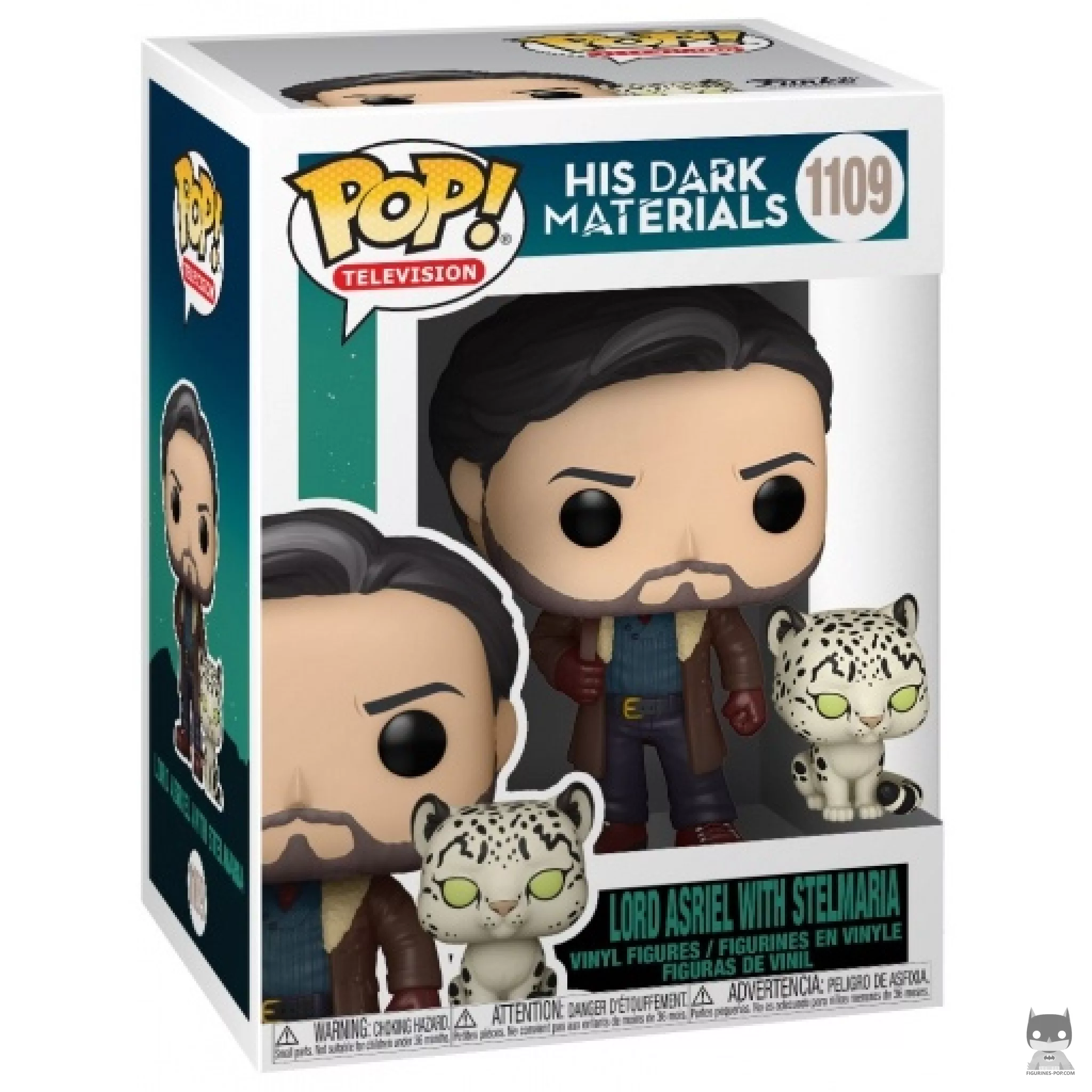 Lord Asriel with Stelmaria Funko Pop! figure in its box