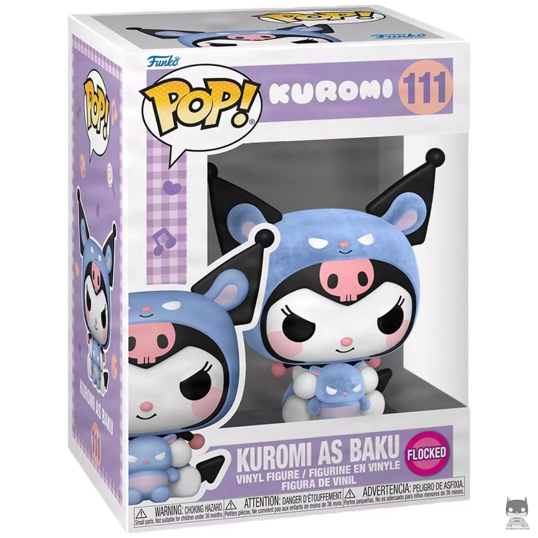 Kuromi as Baku (Flocked) Funko Pop! figure in its box