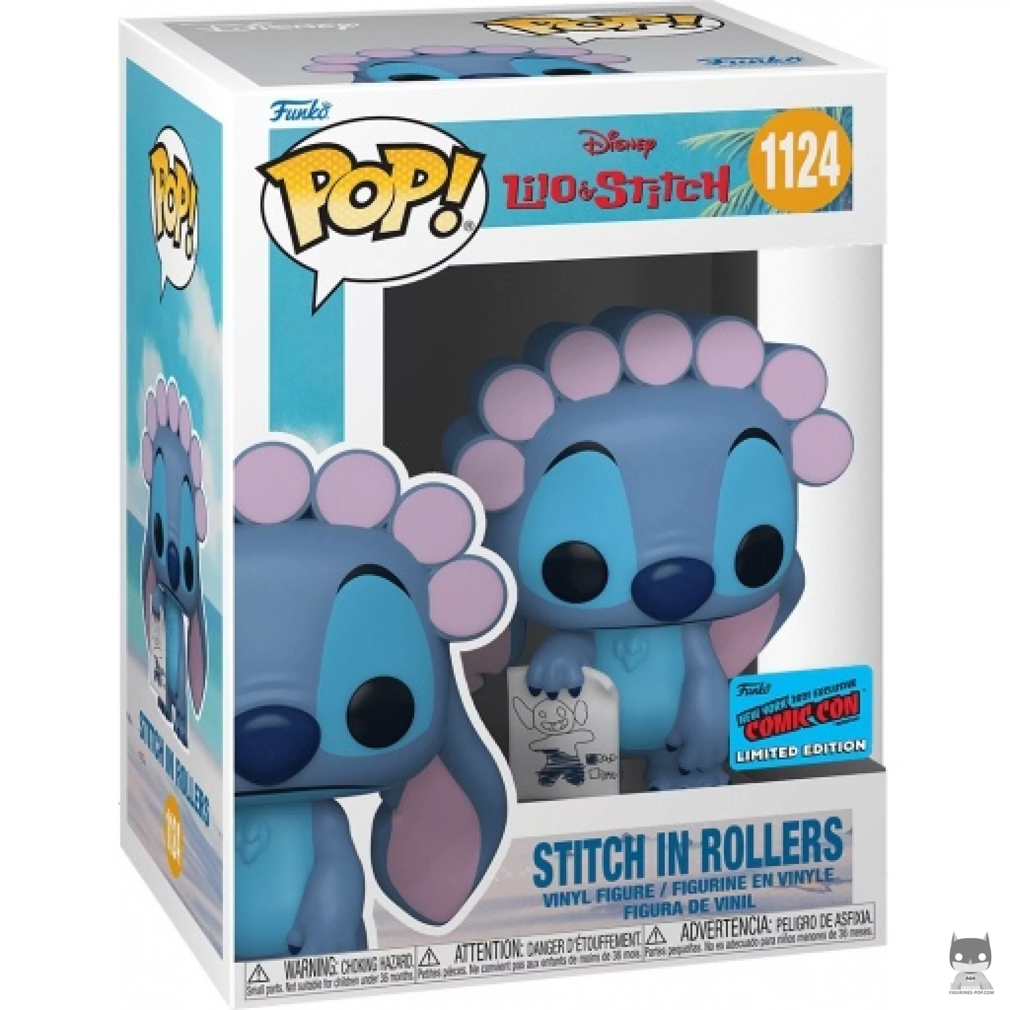 Stitch in Rollers with Drawing Funko Pop! figure in its box