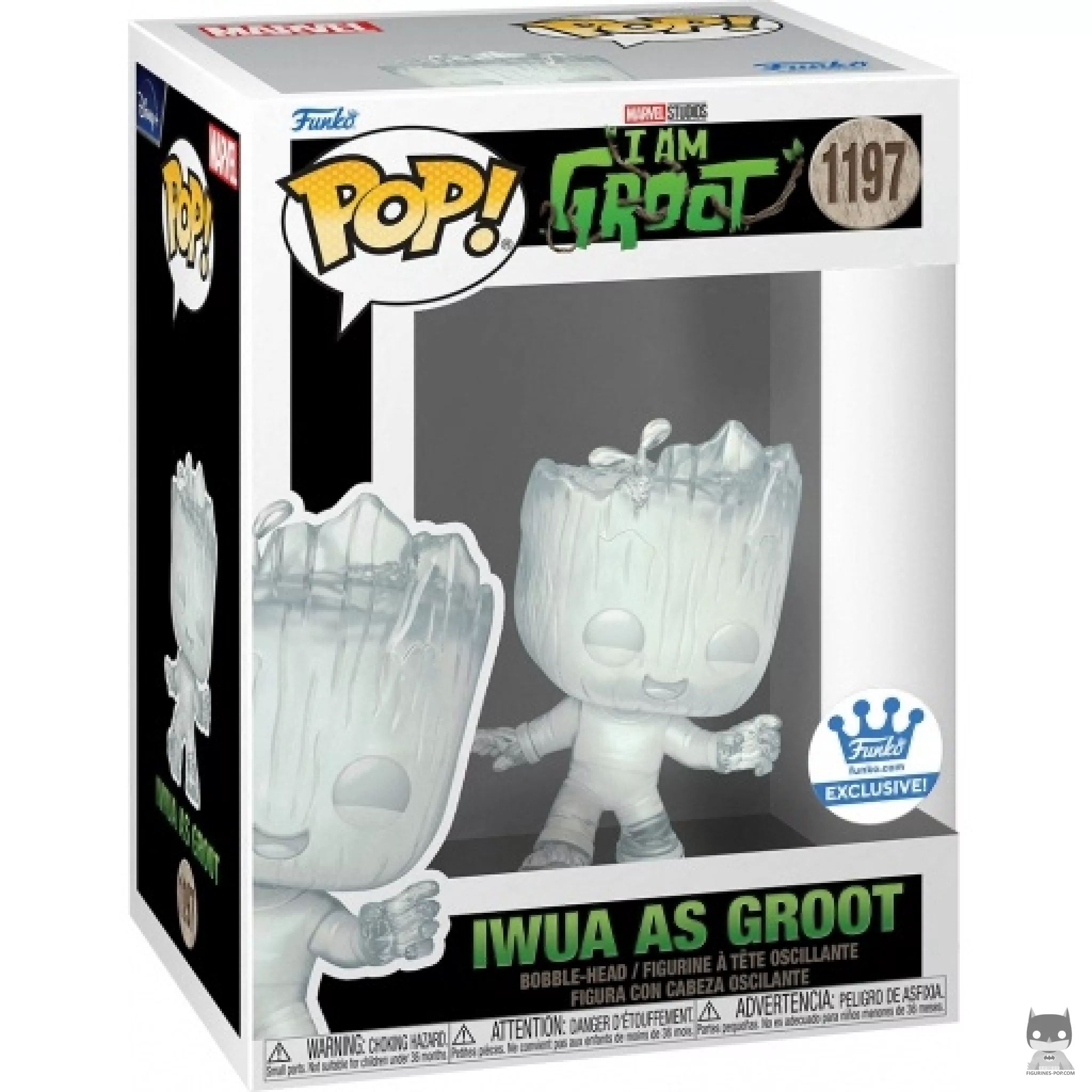 Iwua as Groot (Translucent) Funko Pop! figure in its box
