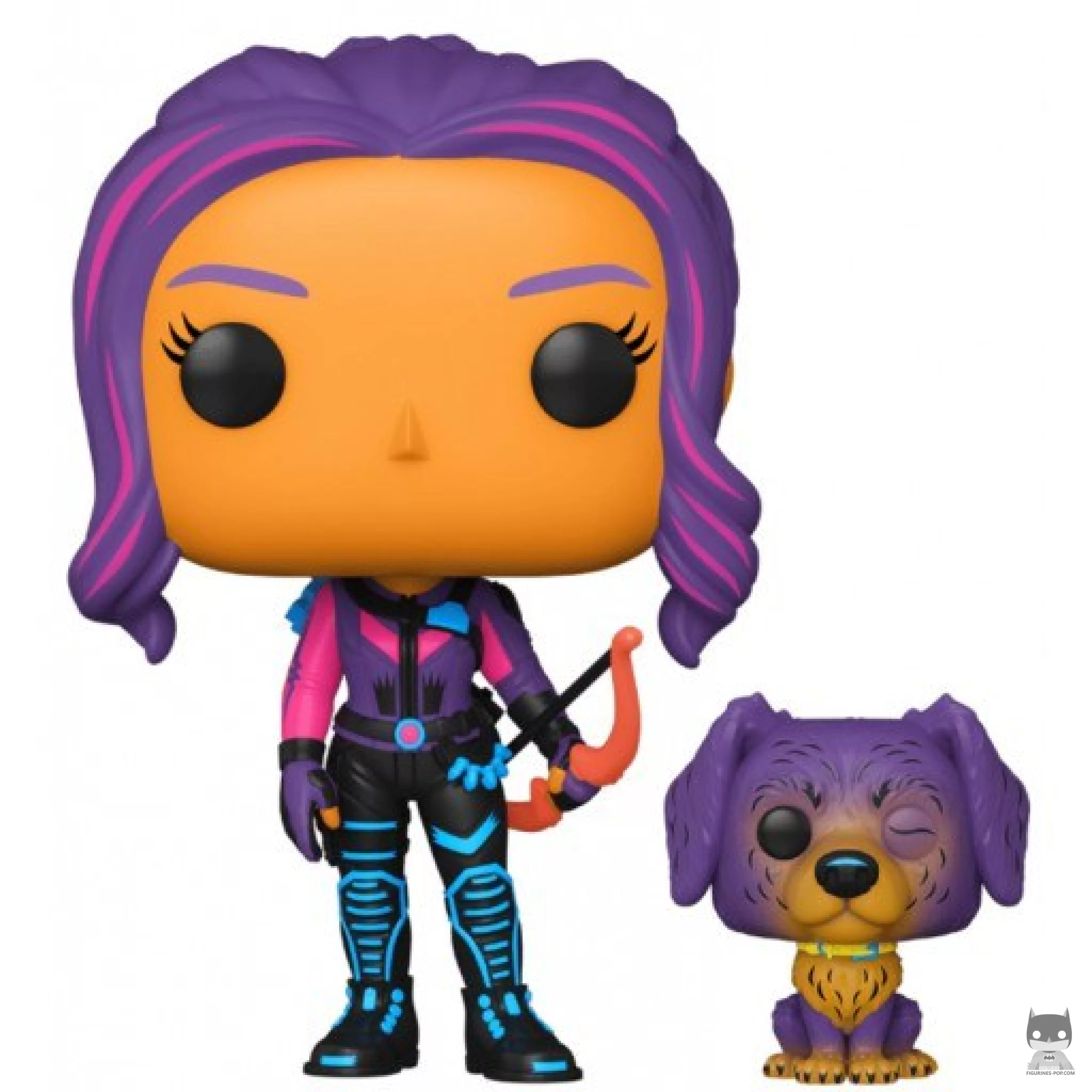 Kate Bishop with Lucky The Pizza Dog (Blacklight) Funko Pop! figure (Hawkeye)
