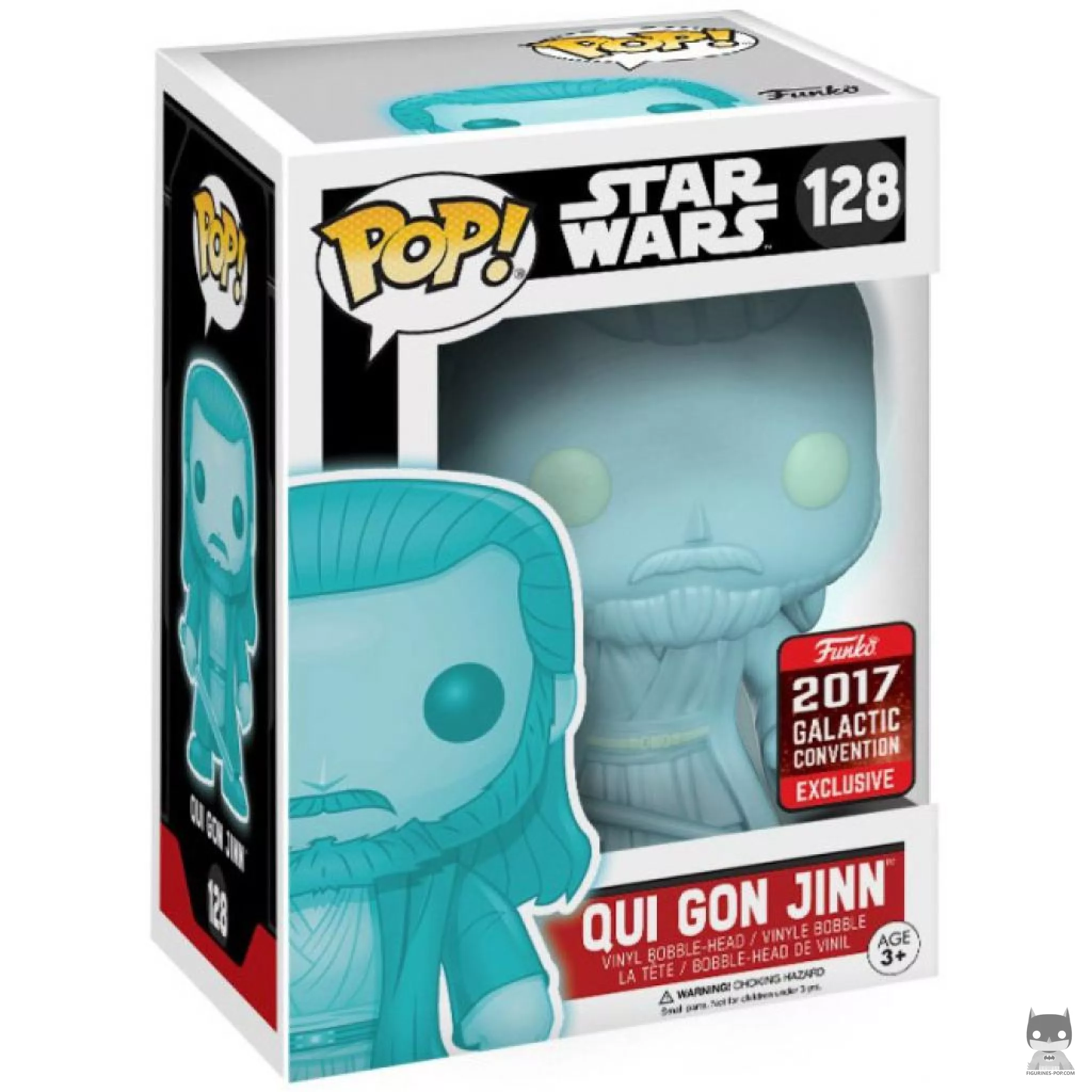 Holographic Qui Gon Jinn Funko Pop! figure in its box