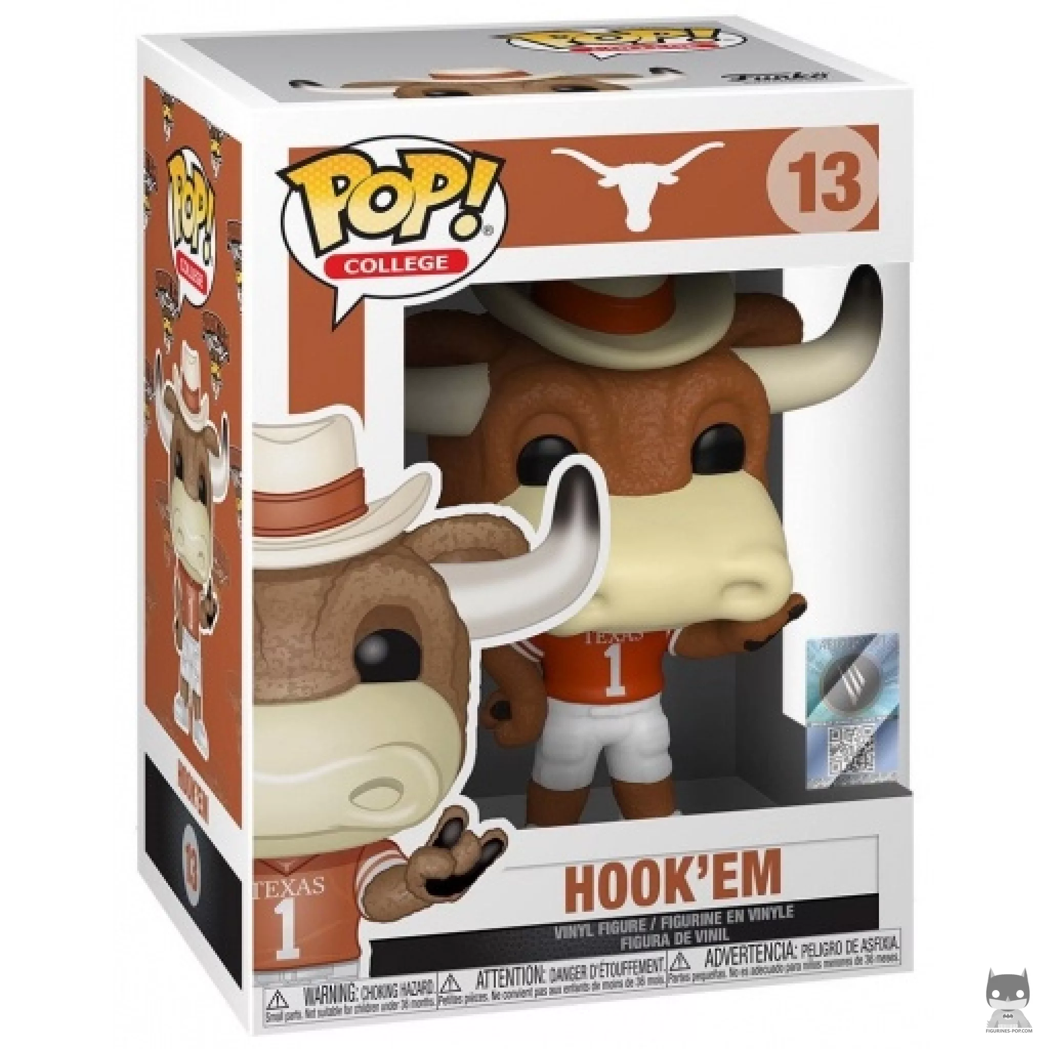 Hook'Em (University of Texas) Funko Pop! figure in its box