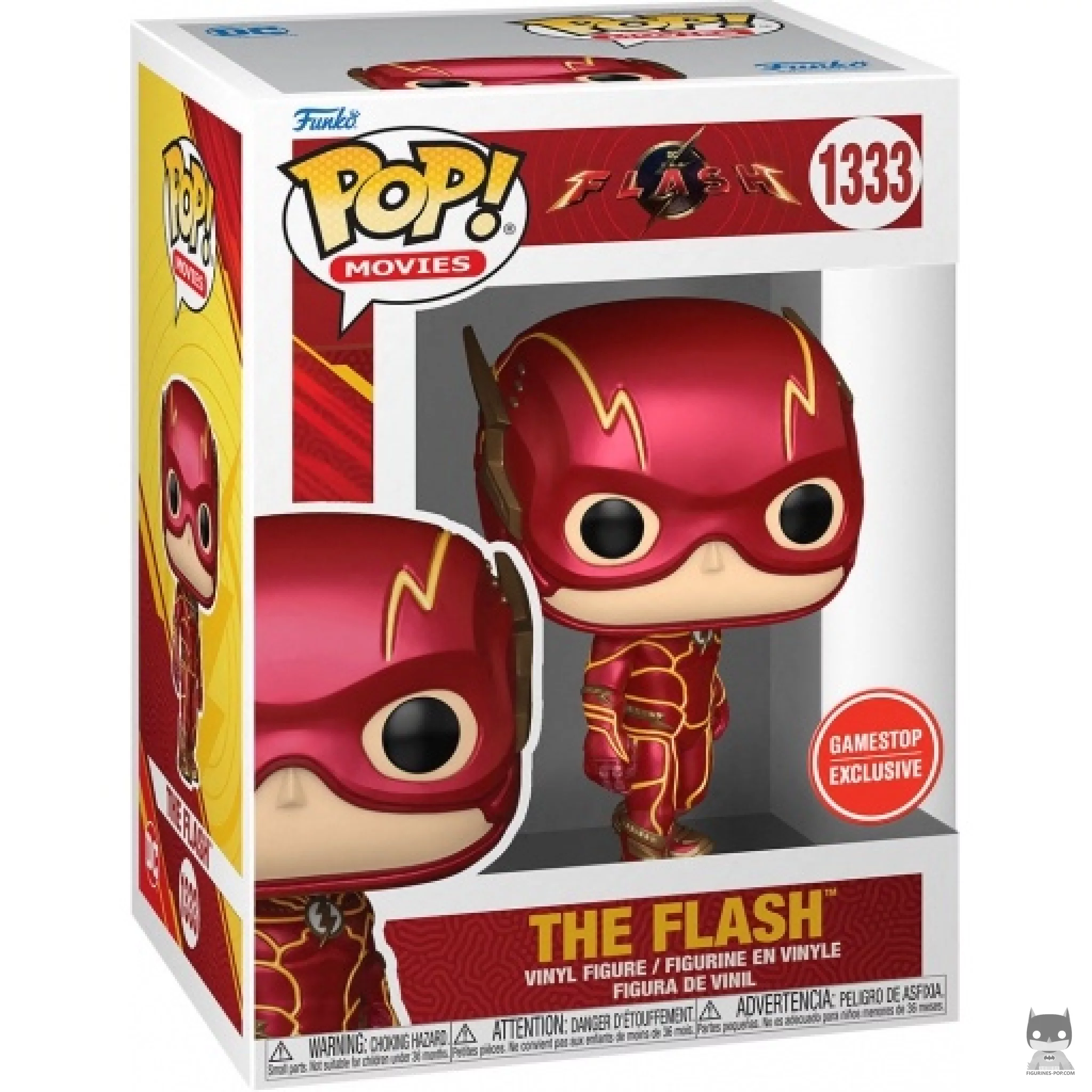 The Flash (Metallic) Funko Pop! figure in its box