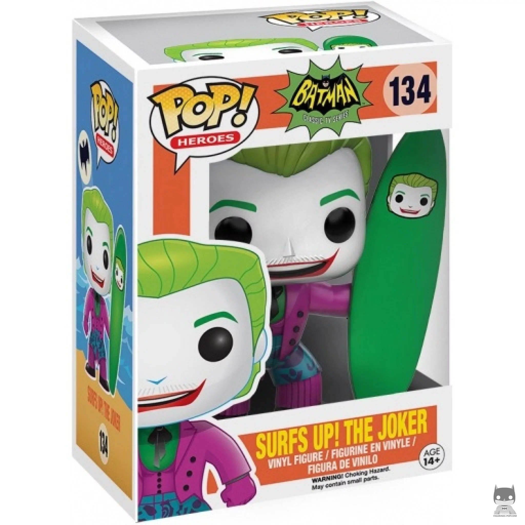 The Joker with Surfboard Funko Pop! figure in its box