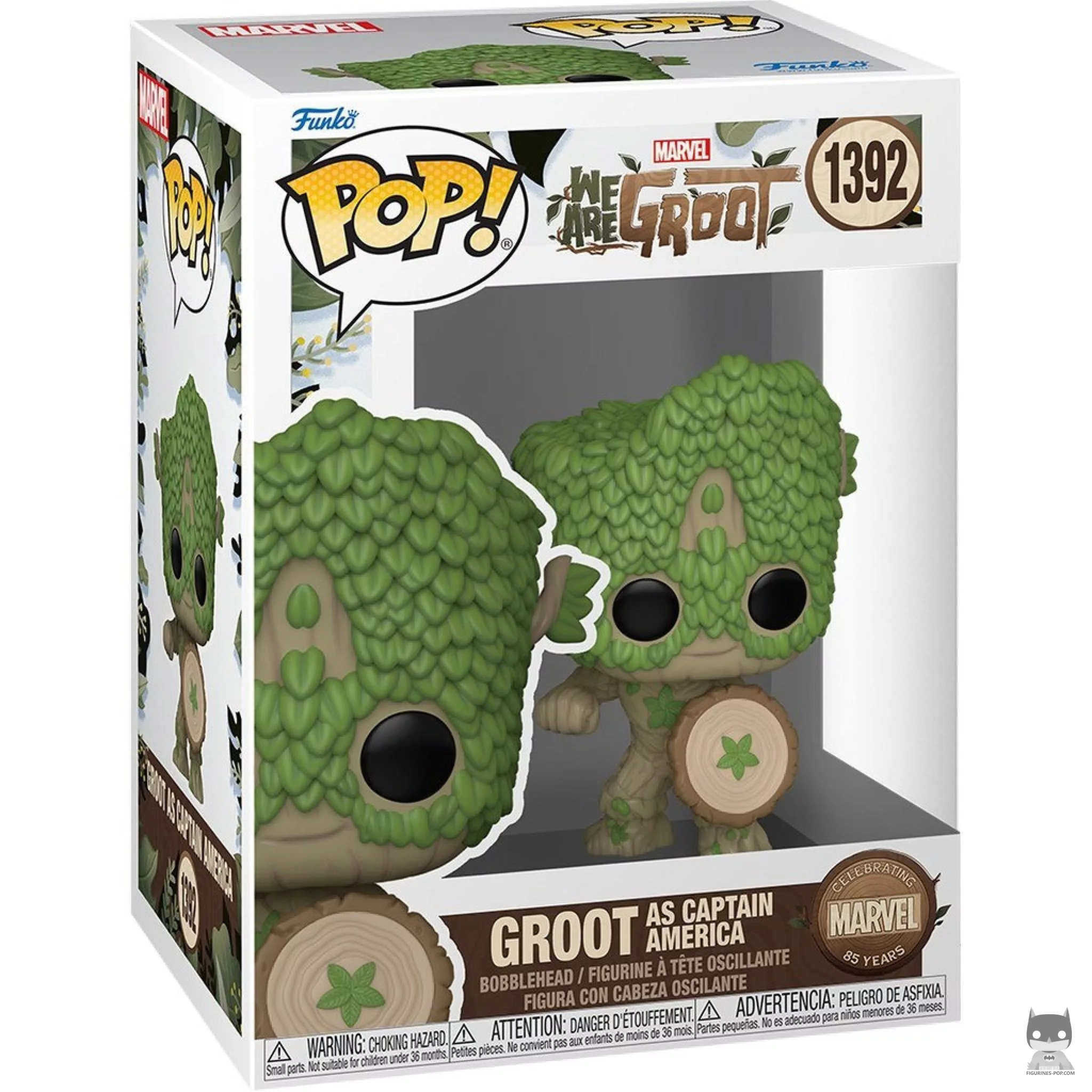 Groot as Captain America Funko Pop! figure in its box