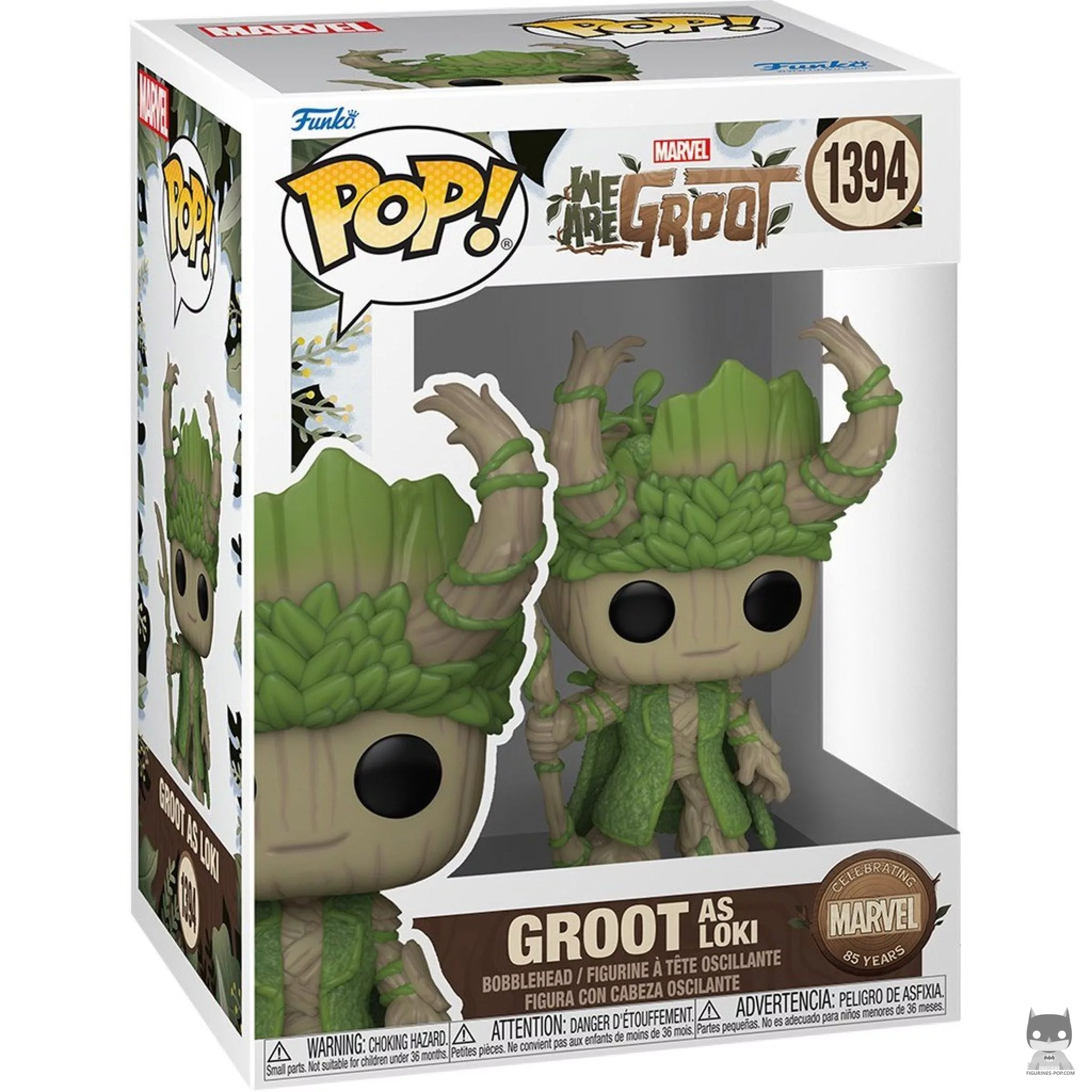 Groot as Loki Funko Pop! figure in its box