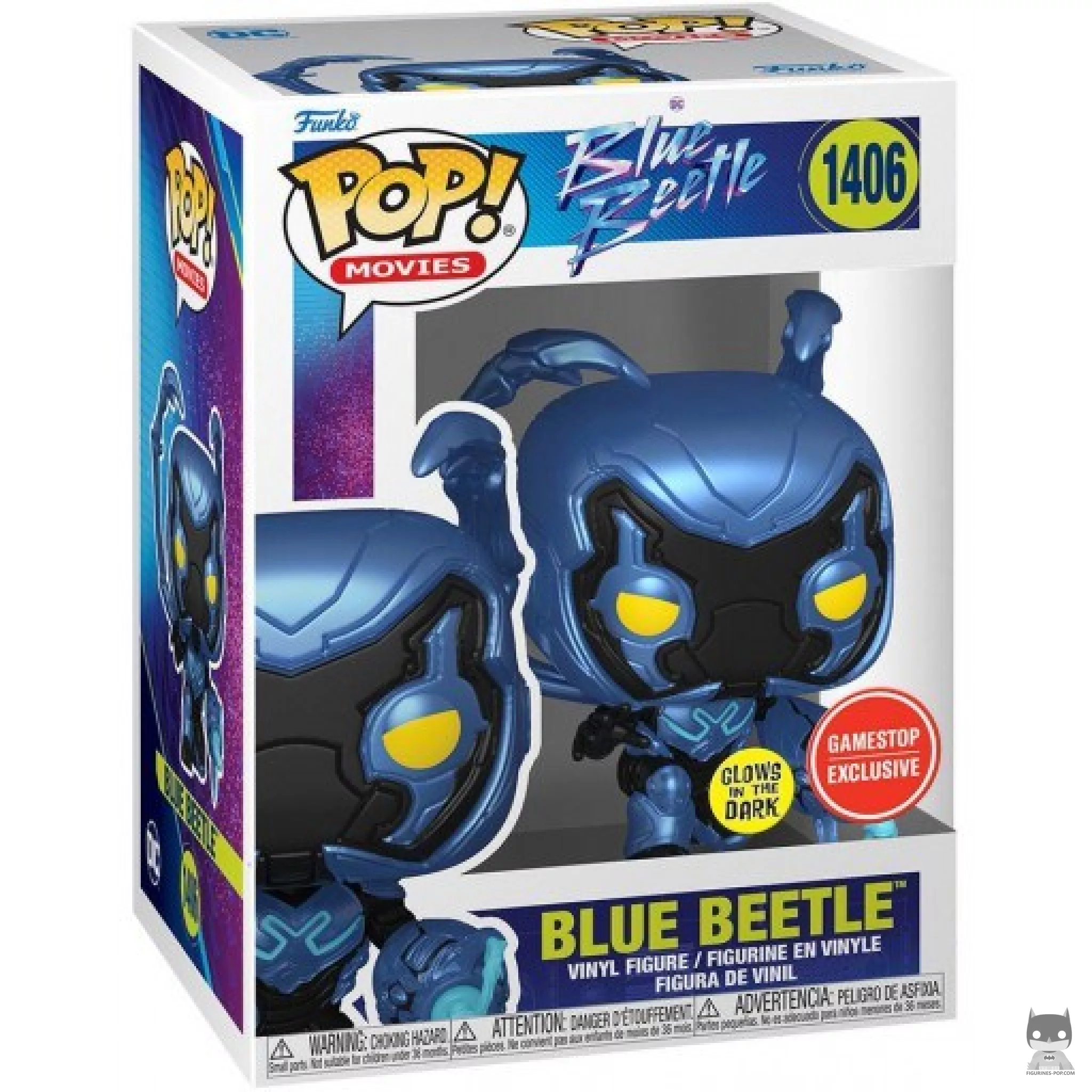 Blue Beetle (Glow in the Dark) Funko Pop! figure in its box