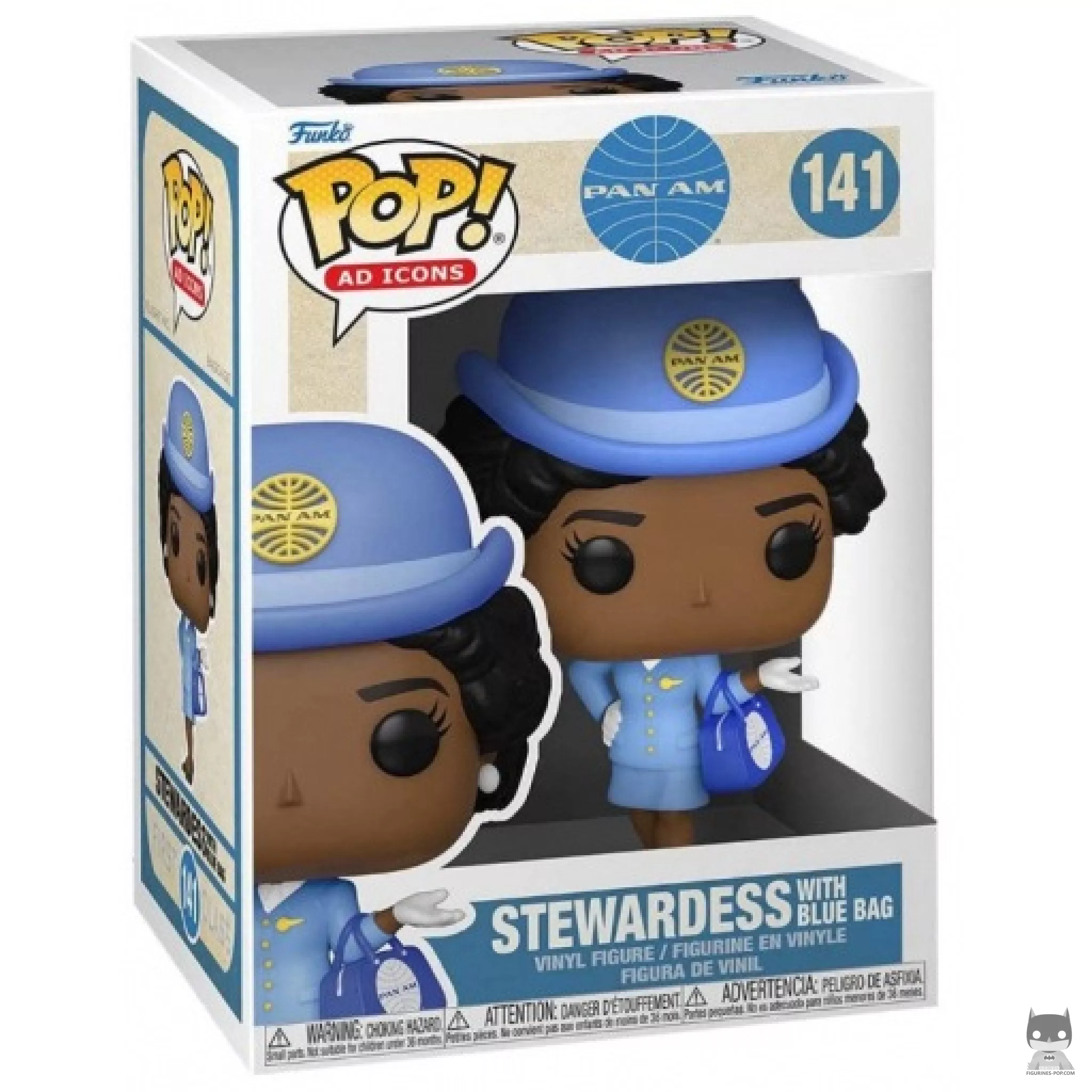 Pan Am Stewardess with blue bag Funko Pop! figure in its box