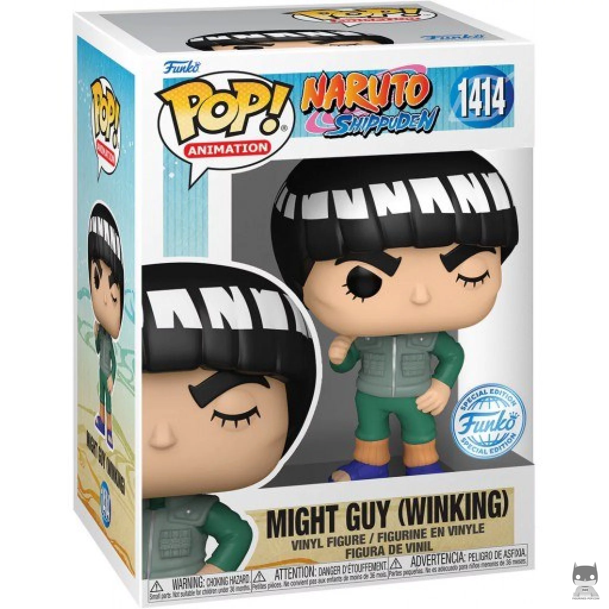 Might Guy winking Funko Pop! figure in its box