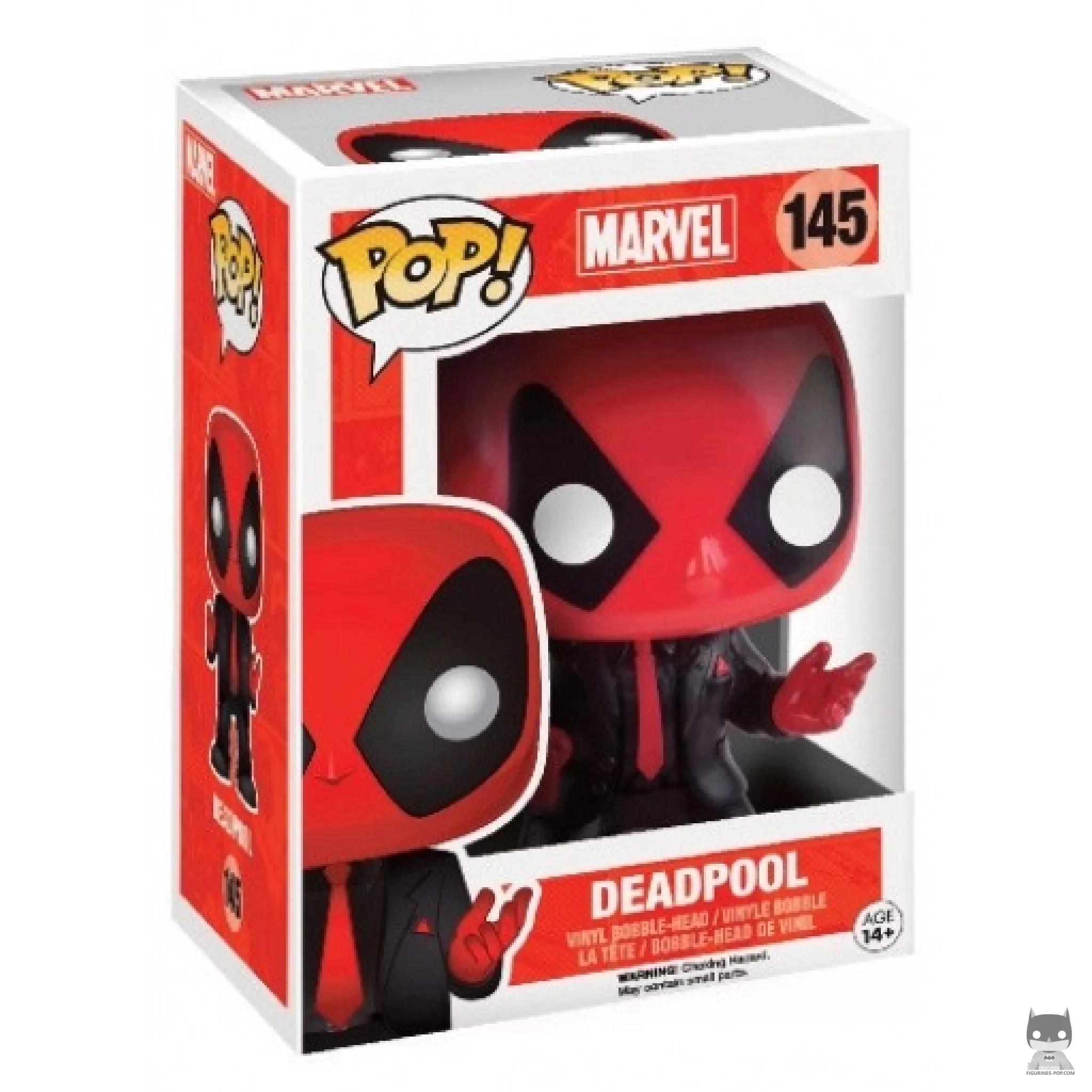 Deadpool in Suit and Tie Funko Pop! figure in its box