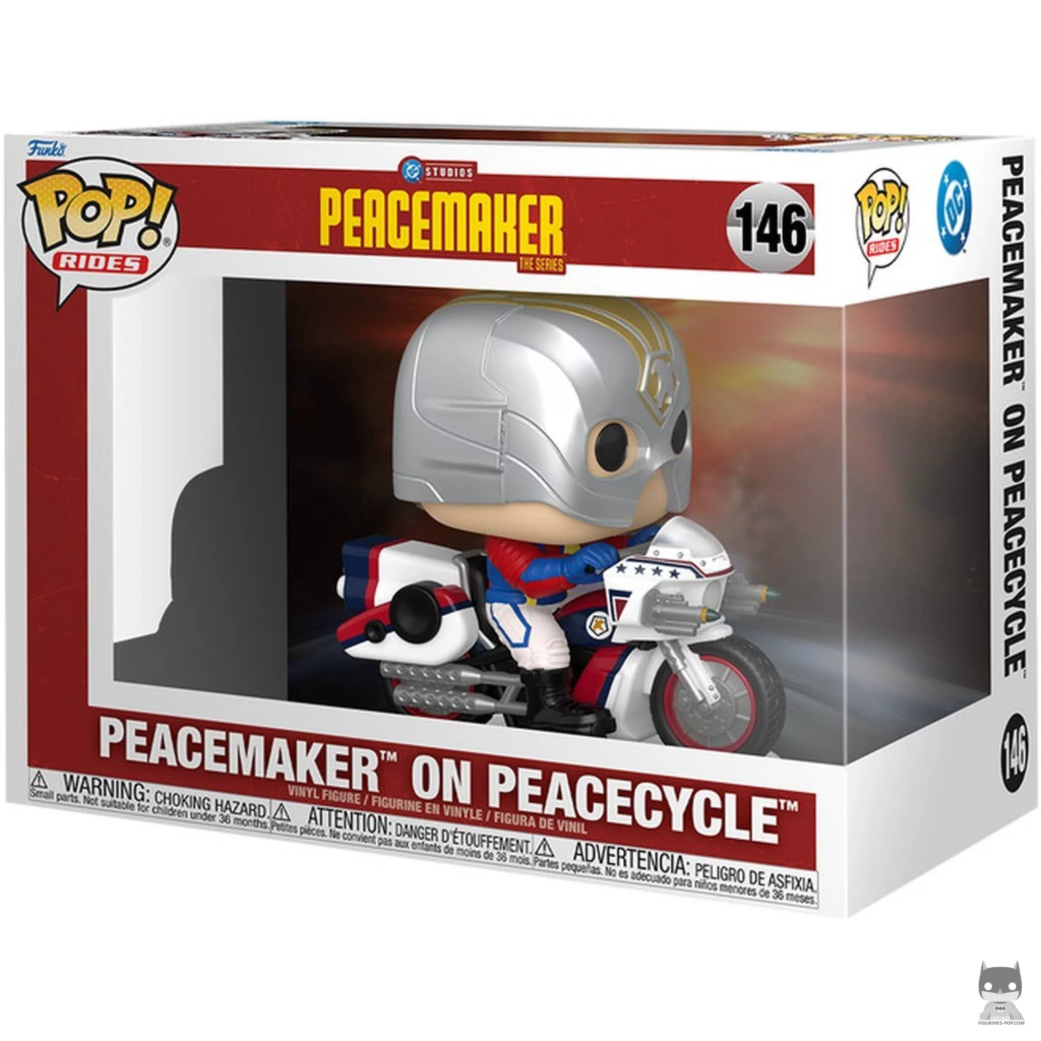 Peacemaker on Peacecycle Funko Pop! figure in its box