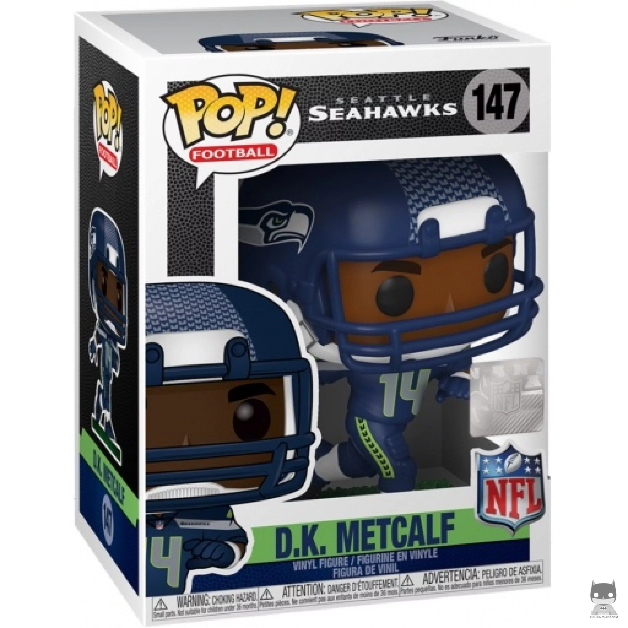 D.K. Metcalf Funko Pop! figure in its box