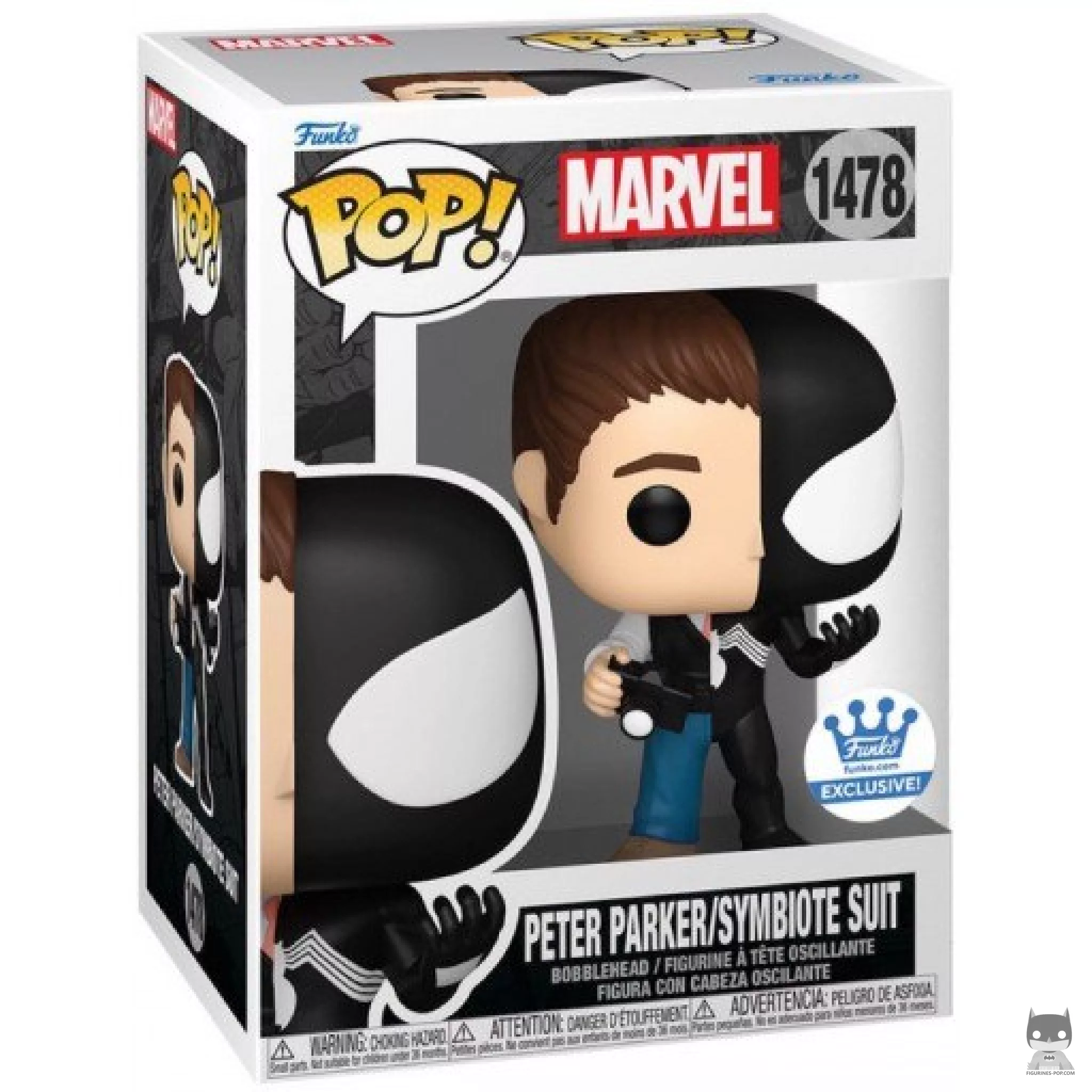 Peter Parker / Symbiote Suit Funko Pop! figure in its box