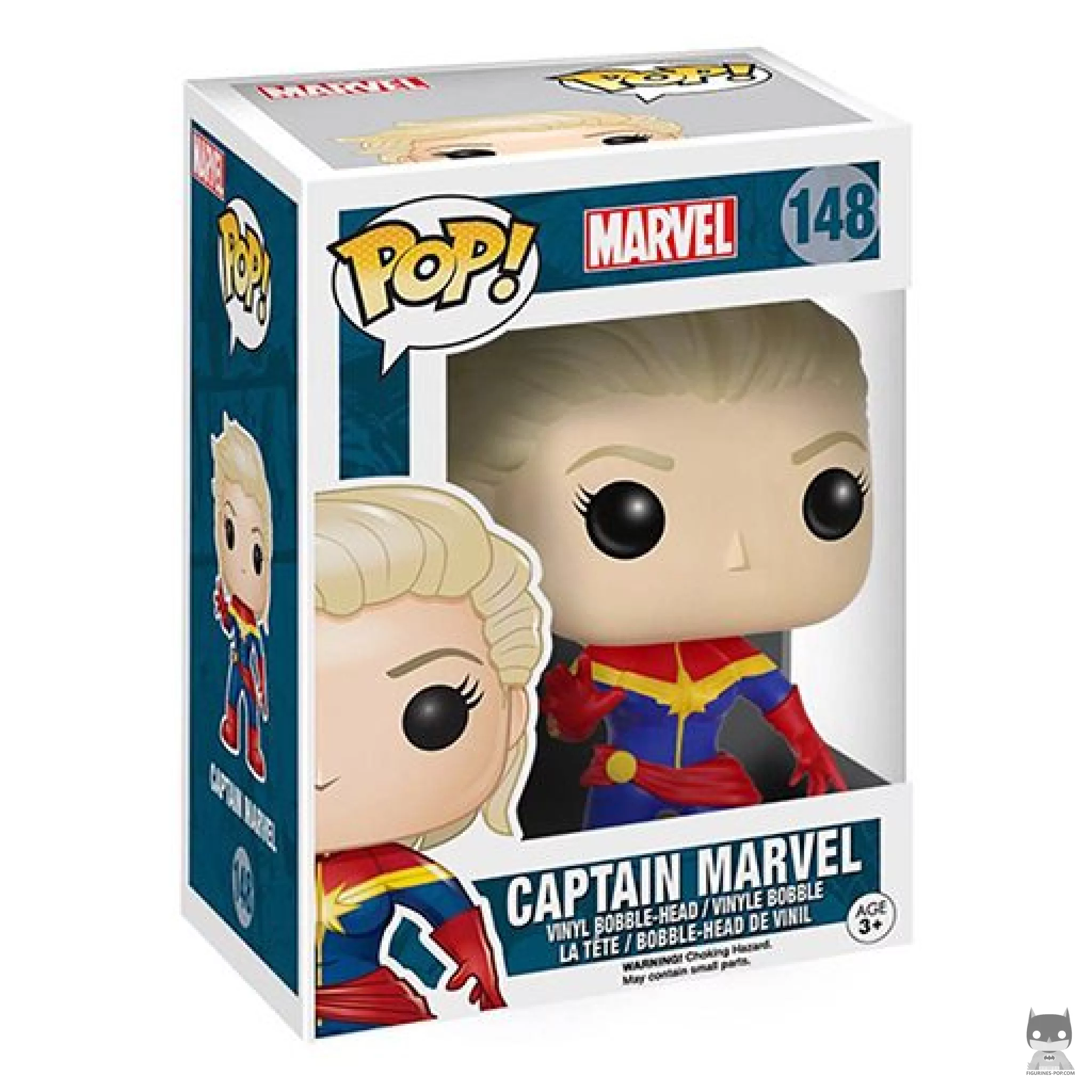 Captain Marvel (Unmasked) Funko Pop! figure in its box