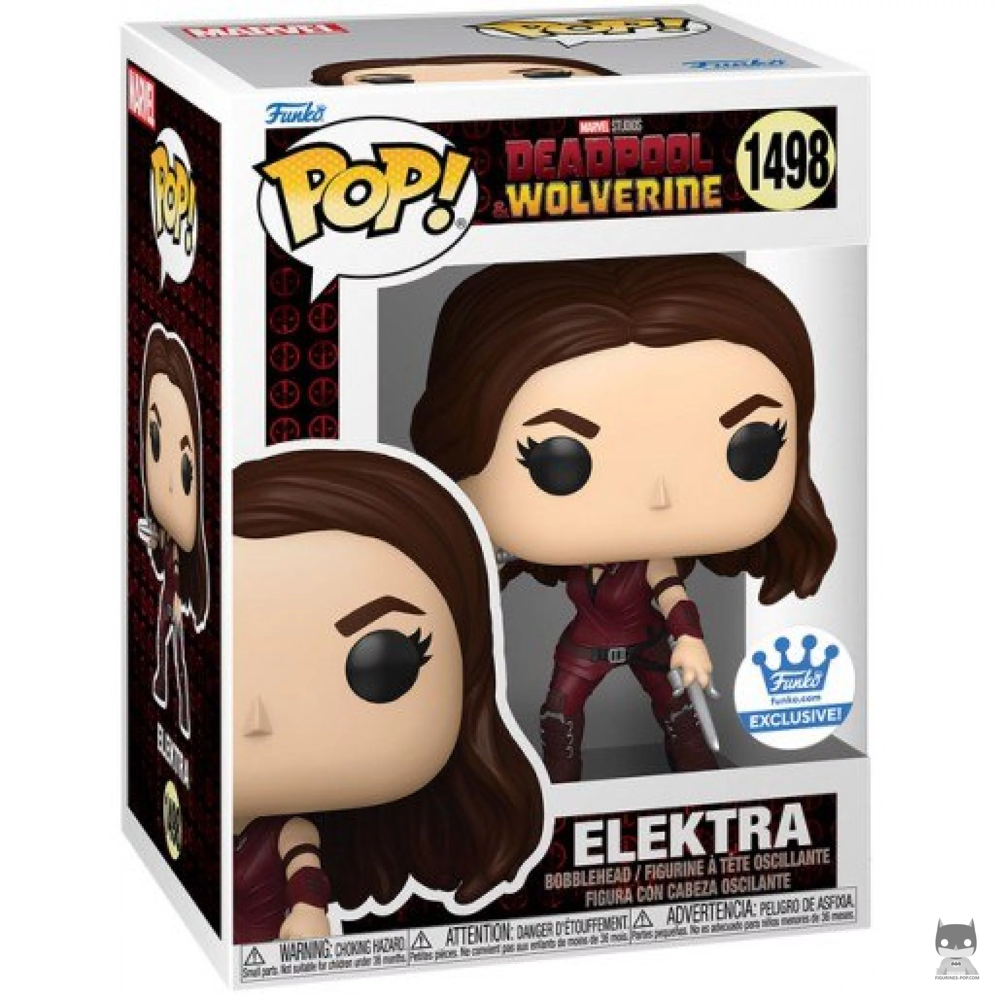 Elektra Funko Pop! figure in its box