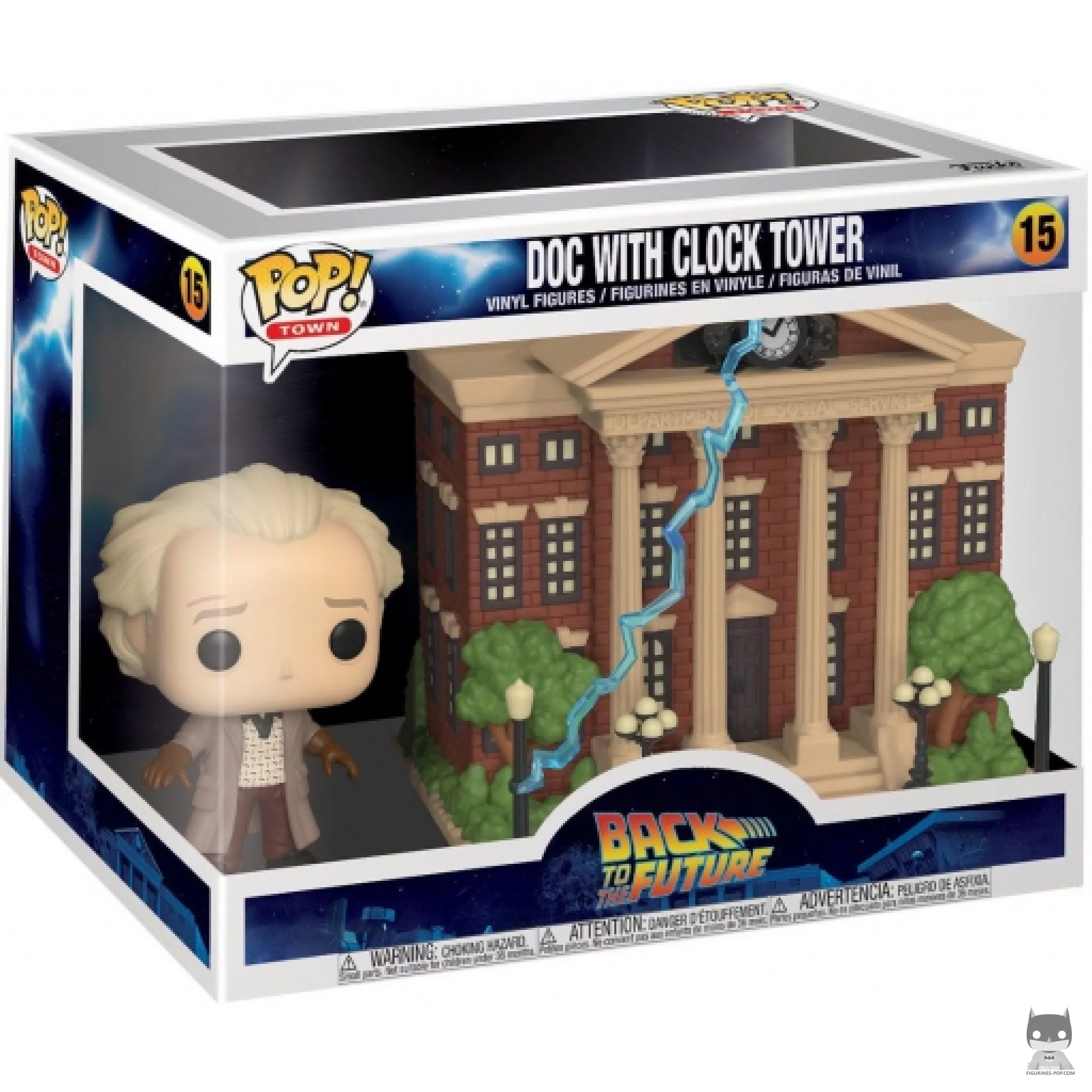 Doc with Clock Tower Funko Pop! figure in its box