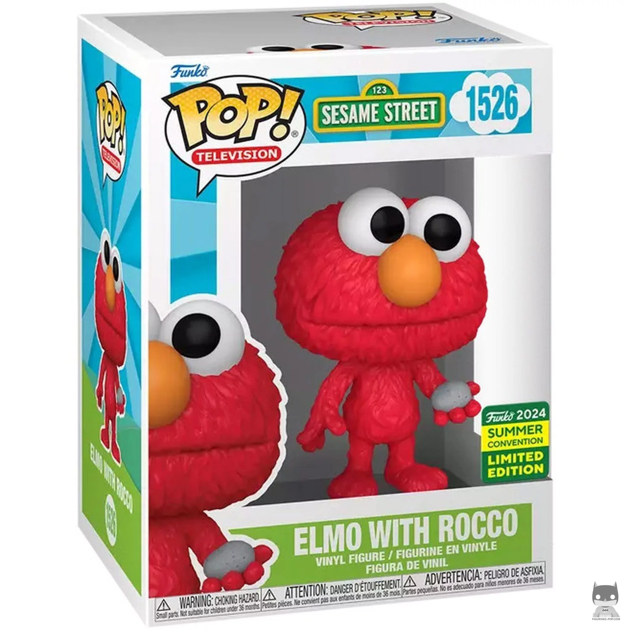 Elmo with Rocco Funko Pop! figure in its box