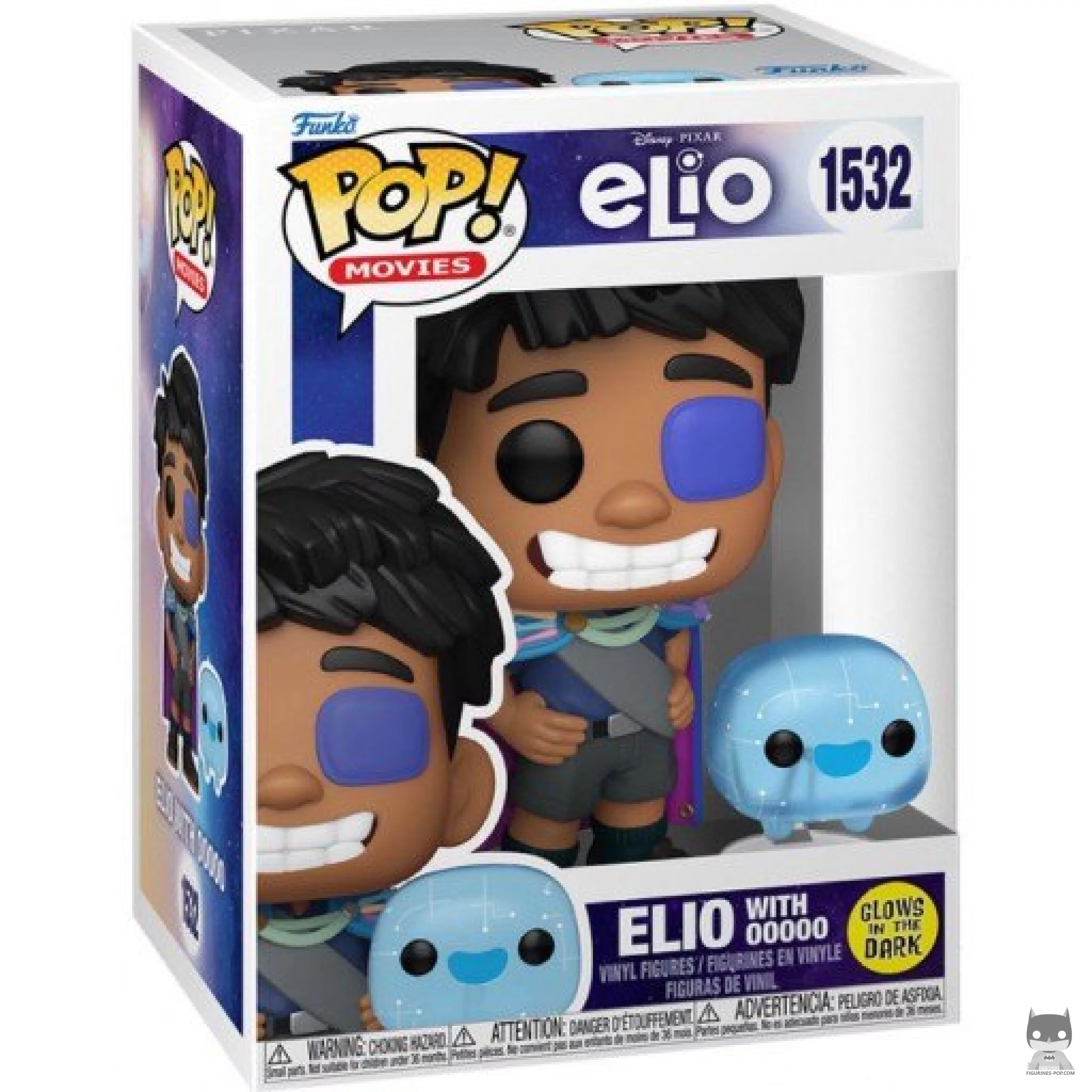 Elio with 00000 (Glow in the Dark) Funko Pop! figure in its box